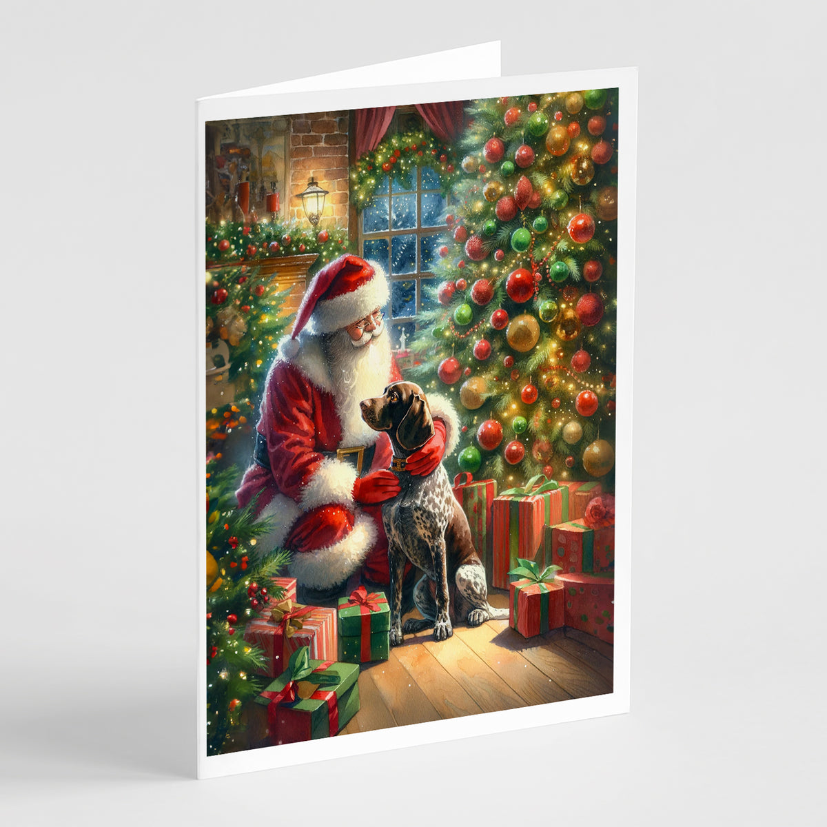 Buy this German Shorthaired Pointer and Santa Claus Greeting Cards Pack of 8