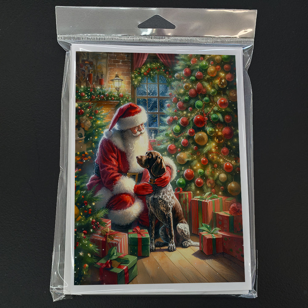 German Shorthaired Pointer and Santa Claus Greeting Cards Pack of 8
