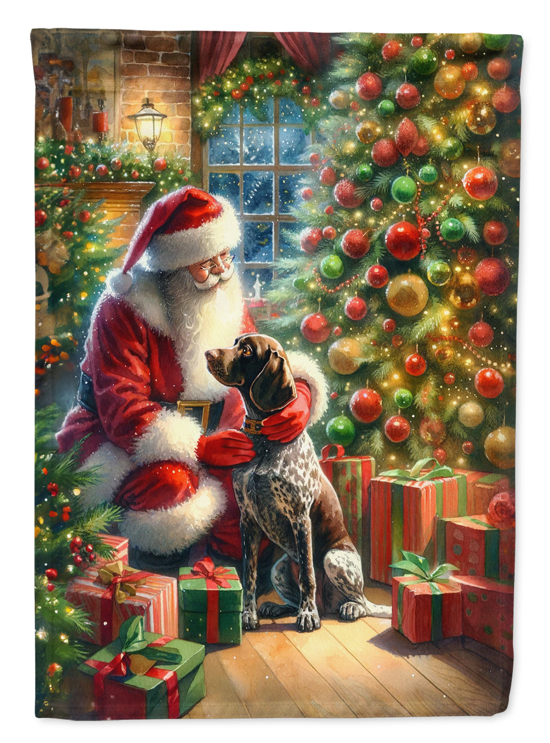 Buy this German Shorthaired Pointer and Santa Claus Garden Flag