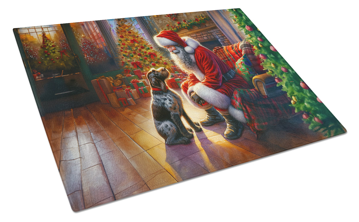 Buy this German Wirehaired Pointer and Santa Claus Glass Cutting Board