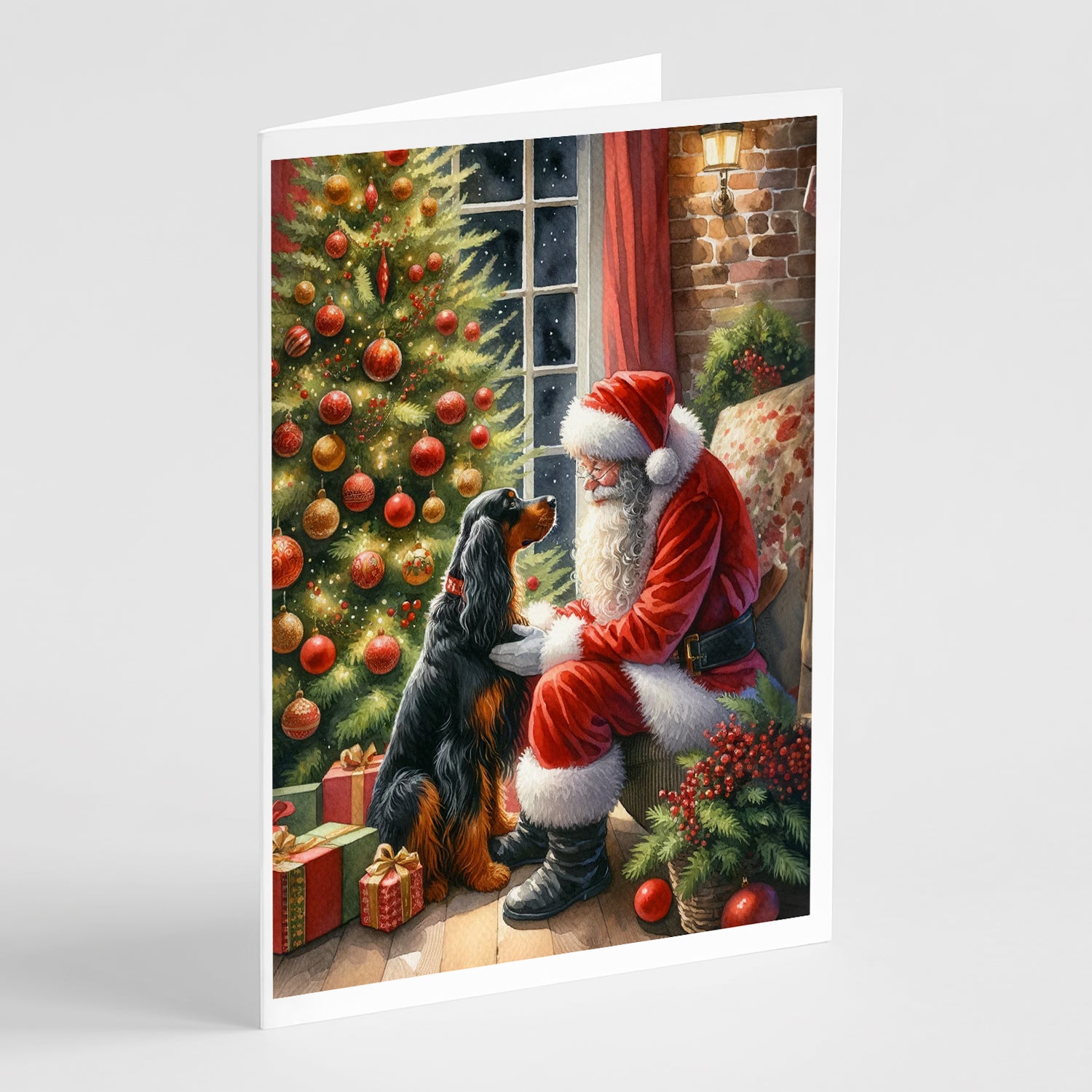 Buy this Gordon Setter and Santa Claus Greeting Cards Pack of 8