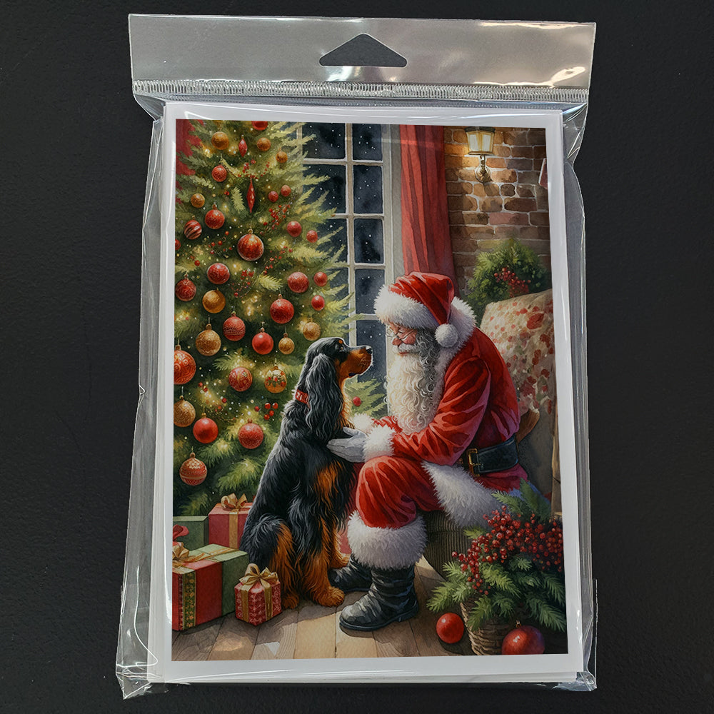 Gordon Setter and Santa Claus Greeting Cards Pack of 8