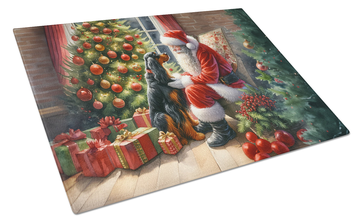 Buy this Gordon Setter and Santa Claus Glass Cutting Board