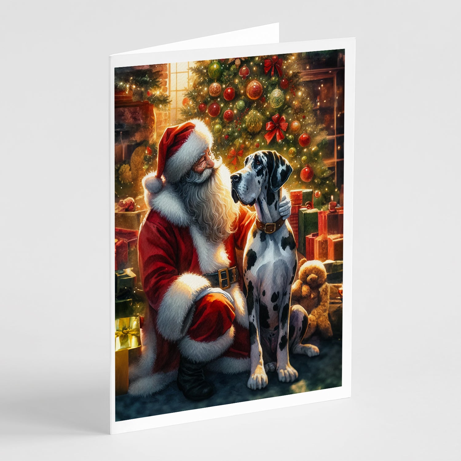 Buy this Great Dane and Santa Claus Greeting Cards Pack of 8