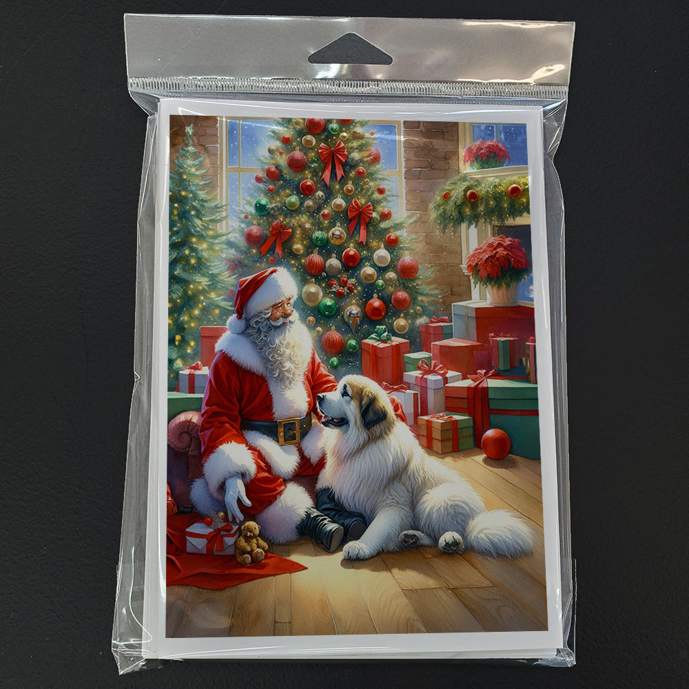 Great Pyrenees and Santa Claus Greeting Cards Pack of 8
