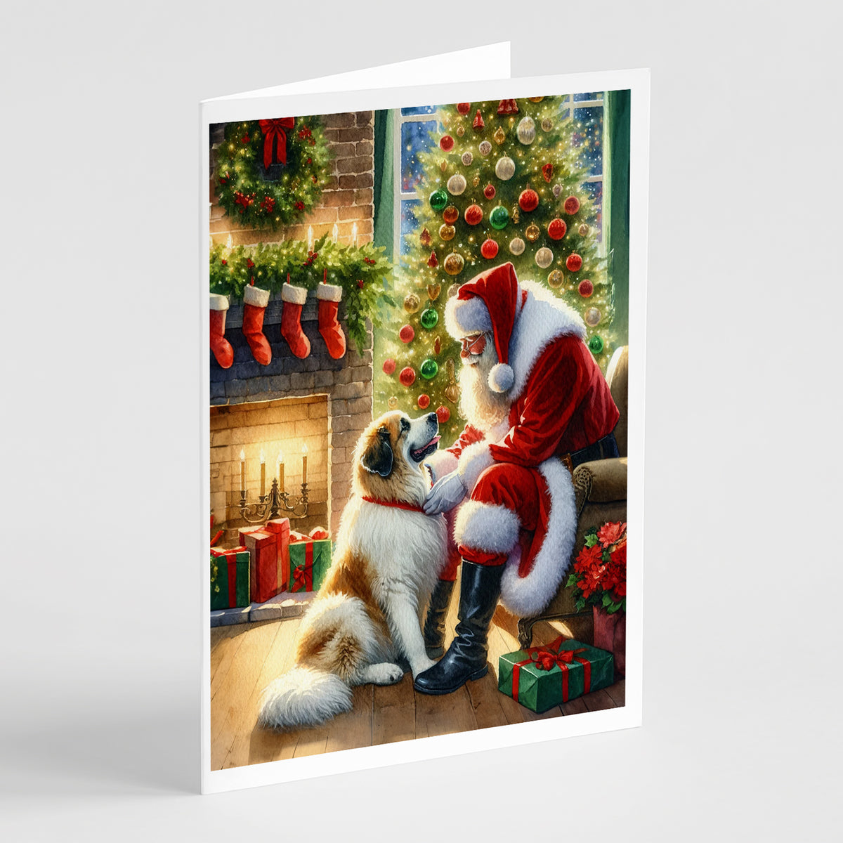 Buy this Great Pyrenees and Santa Claus Greeting Cards Pack of 8