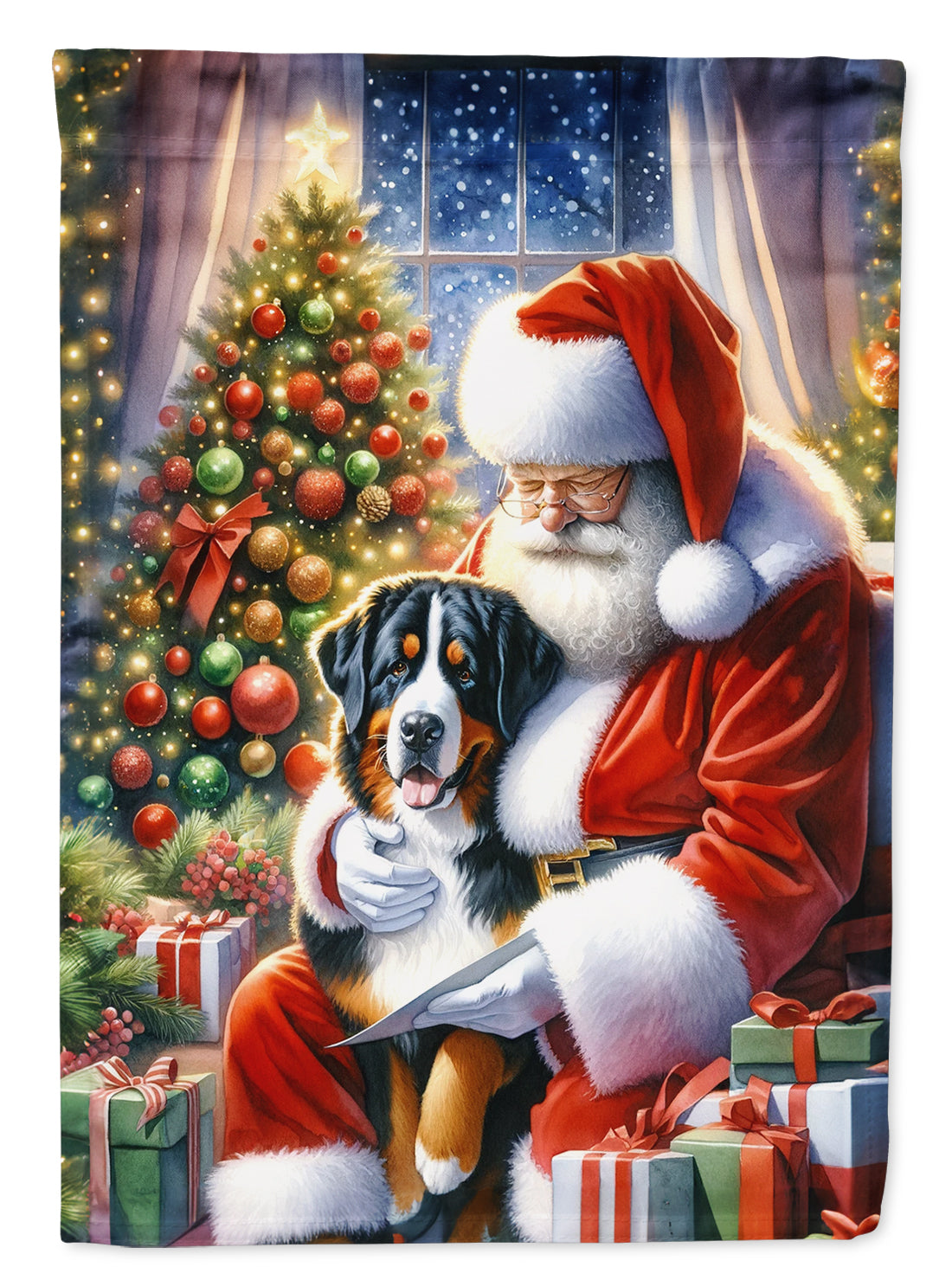 Buy this Greater Swiss Mountain Dog and Santa Claus House Flag