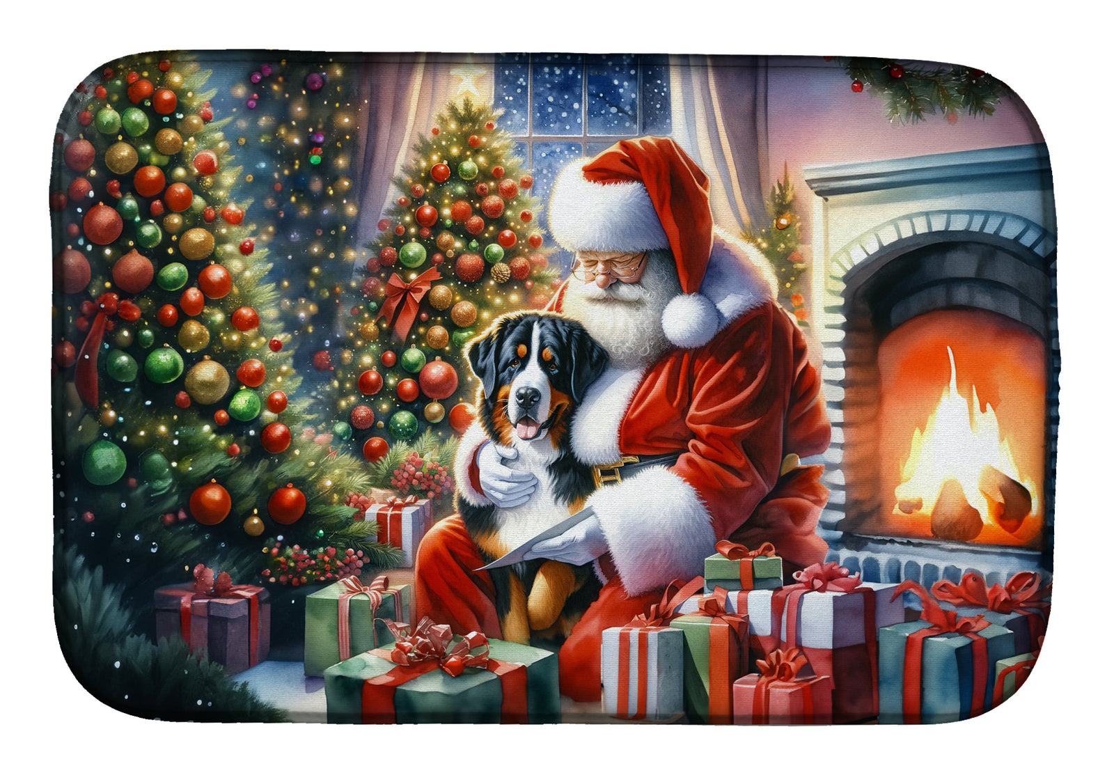 Buy this Greater Swiss Mountain Dog and Santa Claus Dish Drying Mat