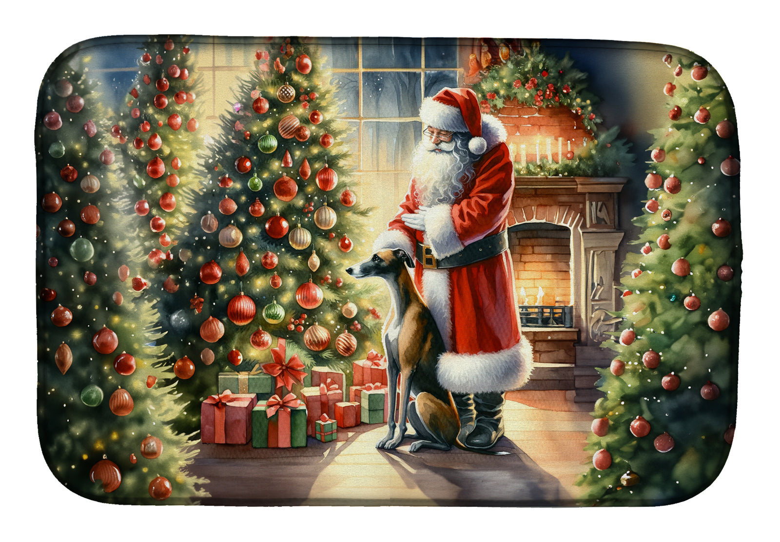Buy this Greyhound and Santa Claus Dish Drying Mat