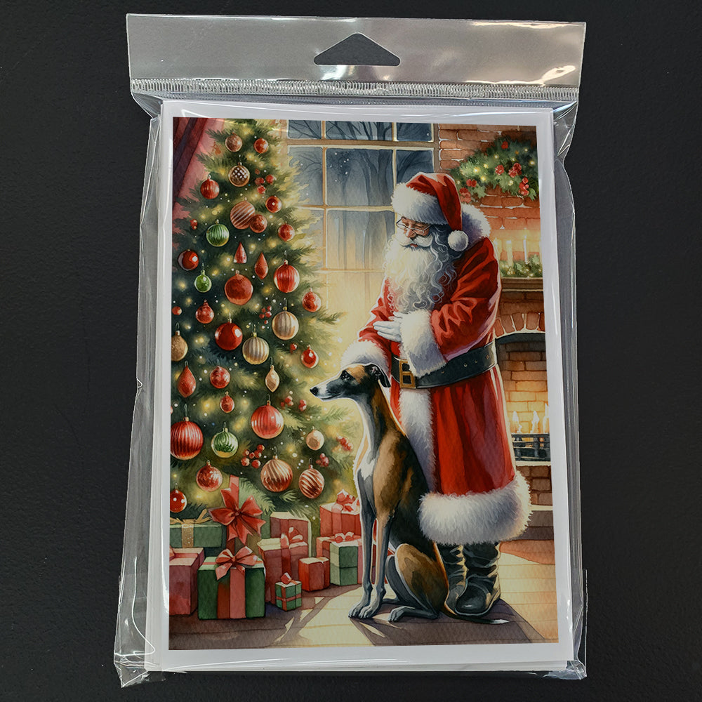 Greyhound and Santa Claus Greeting Cards Pack of 8