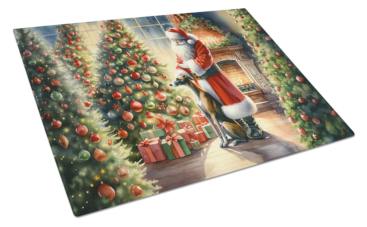 Buy this Greyhound and Santa Claus Glass Cutting Board