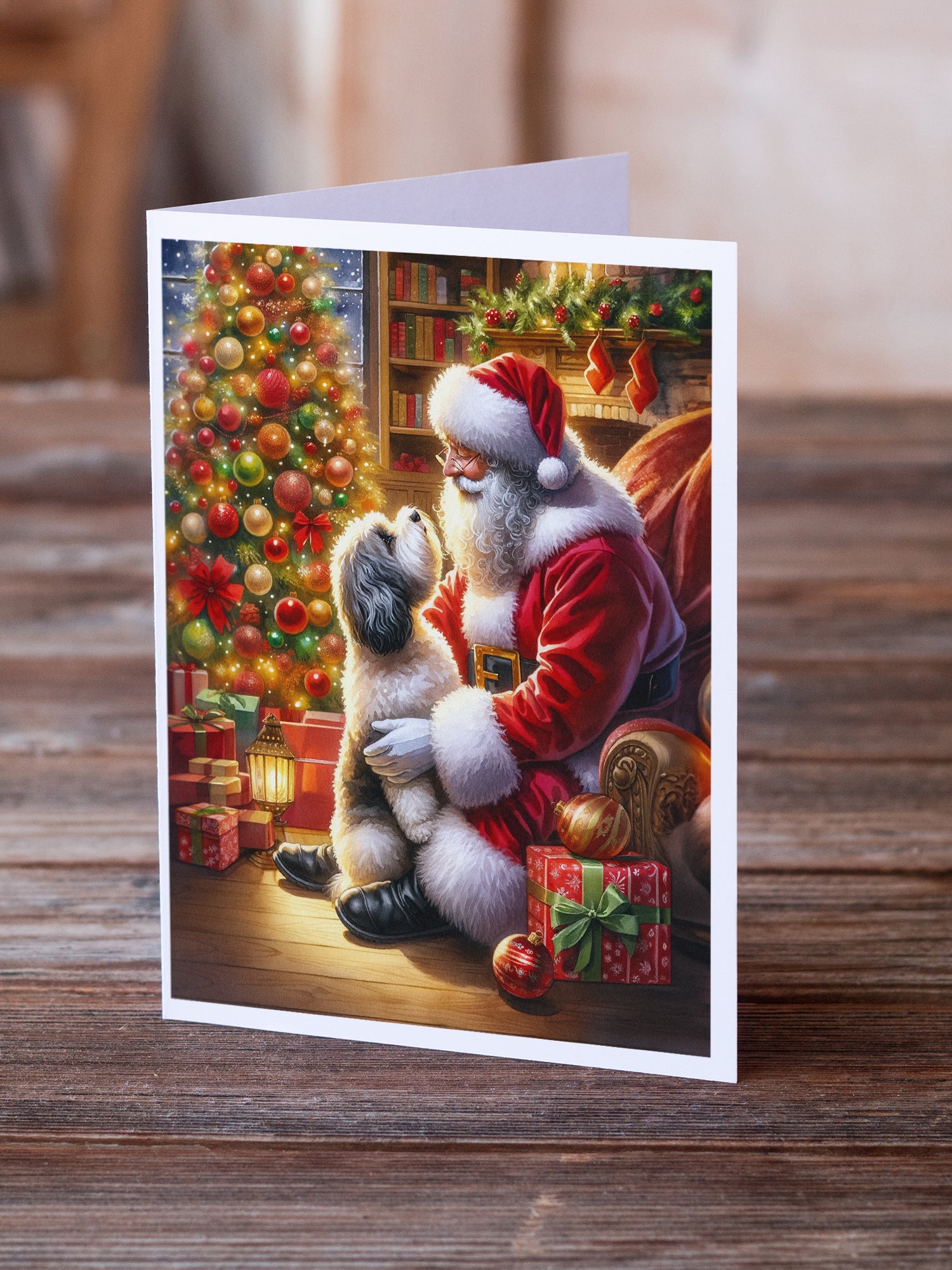 Havanese and Santa Claus Greeting Cards Pack of 8