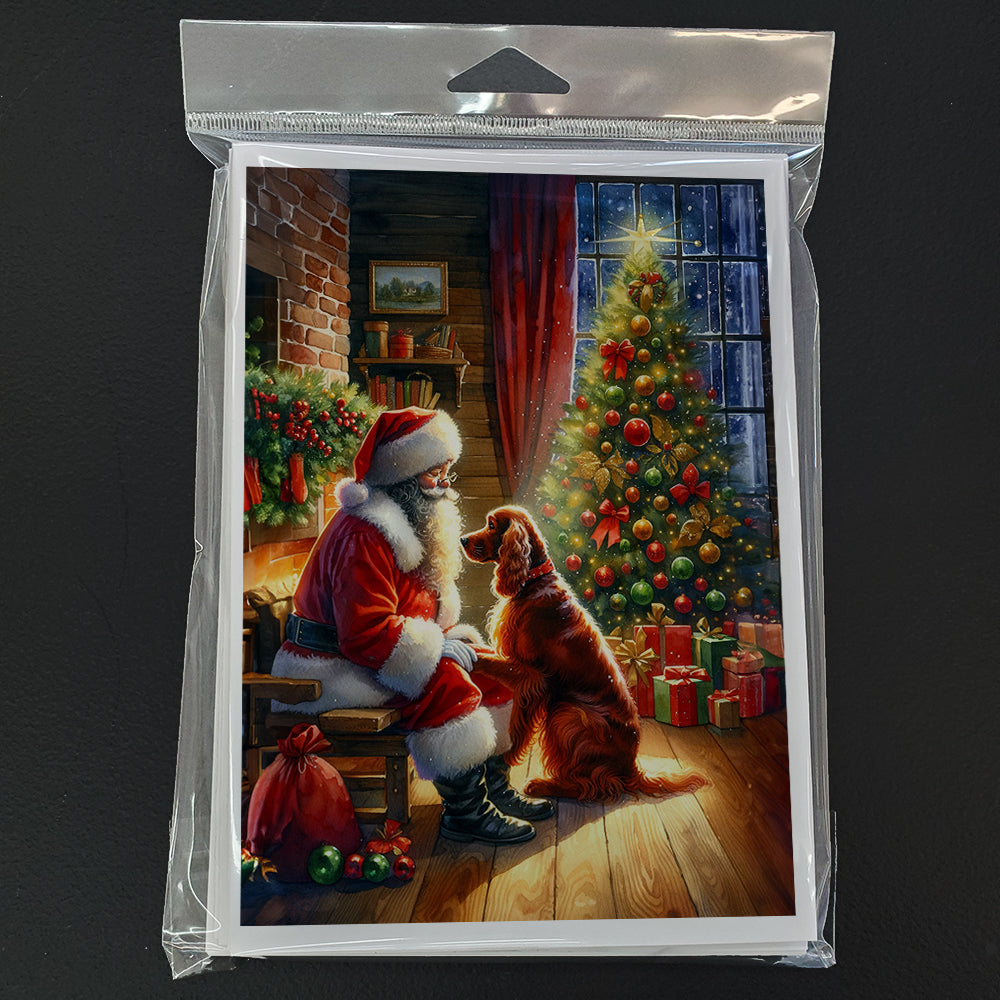 Irish Setter and Santa Claus Greeting Cards Pack of 8