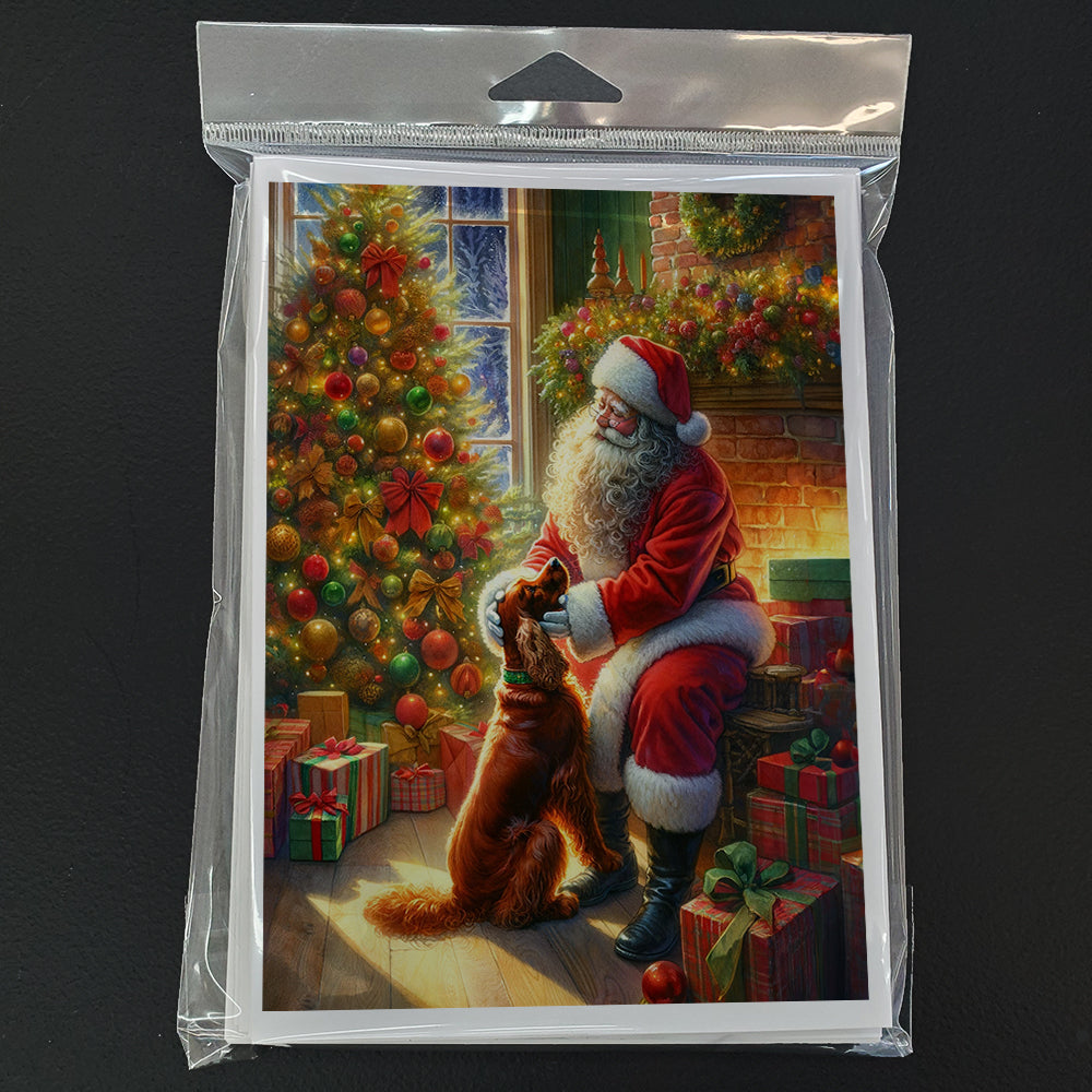 Irish Setter and Santa Claus Greeting Cards Pack of 8