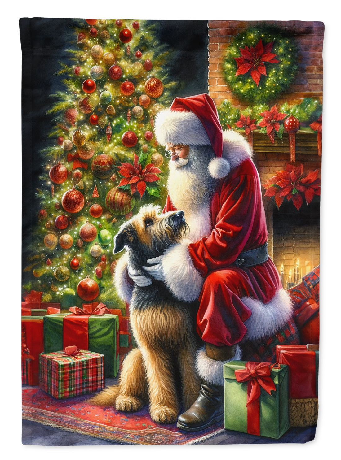 Buy this Irish Wolfhound and Santa Claus House Flag