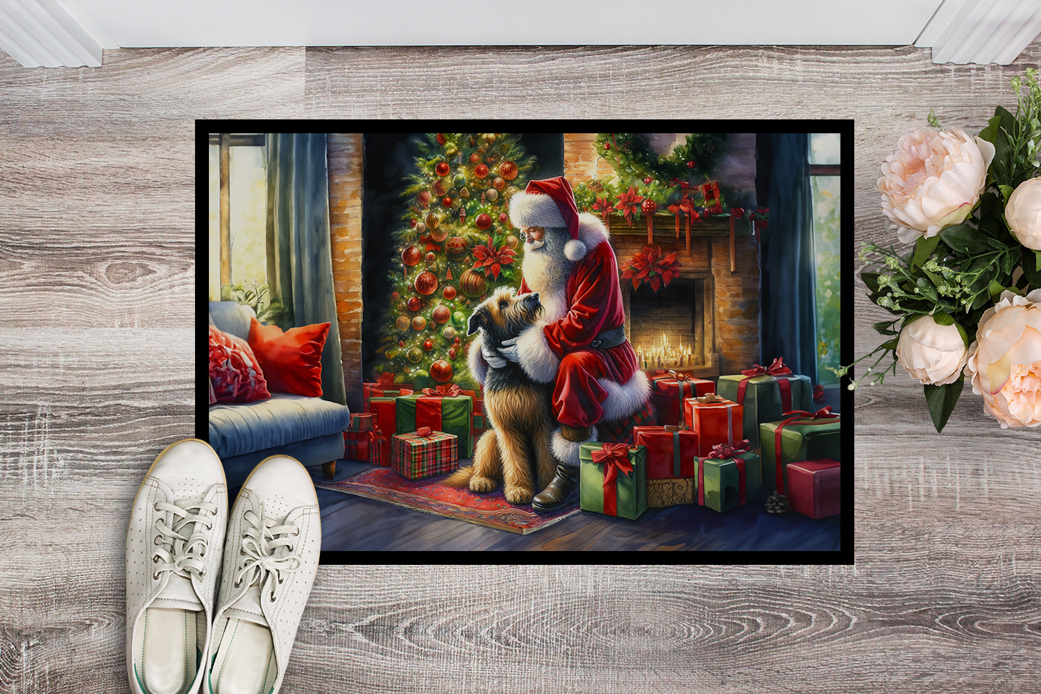 Buy this Irish Wolfhound and Santa Claus Doormat