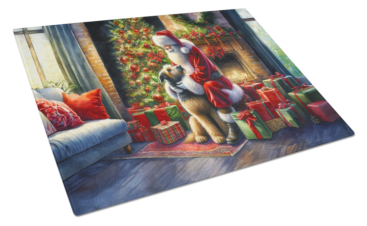 Buy this Irish Wolfhound and Santa Claus Glass Cutting Board