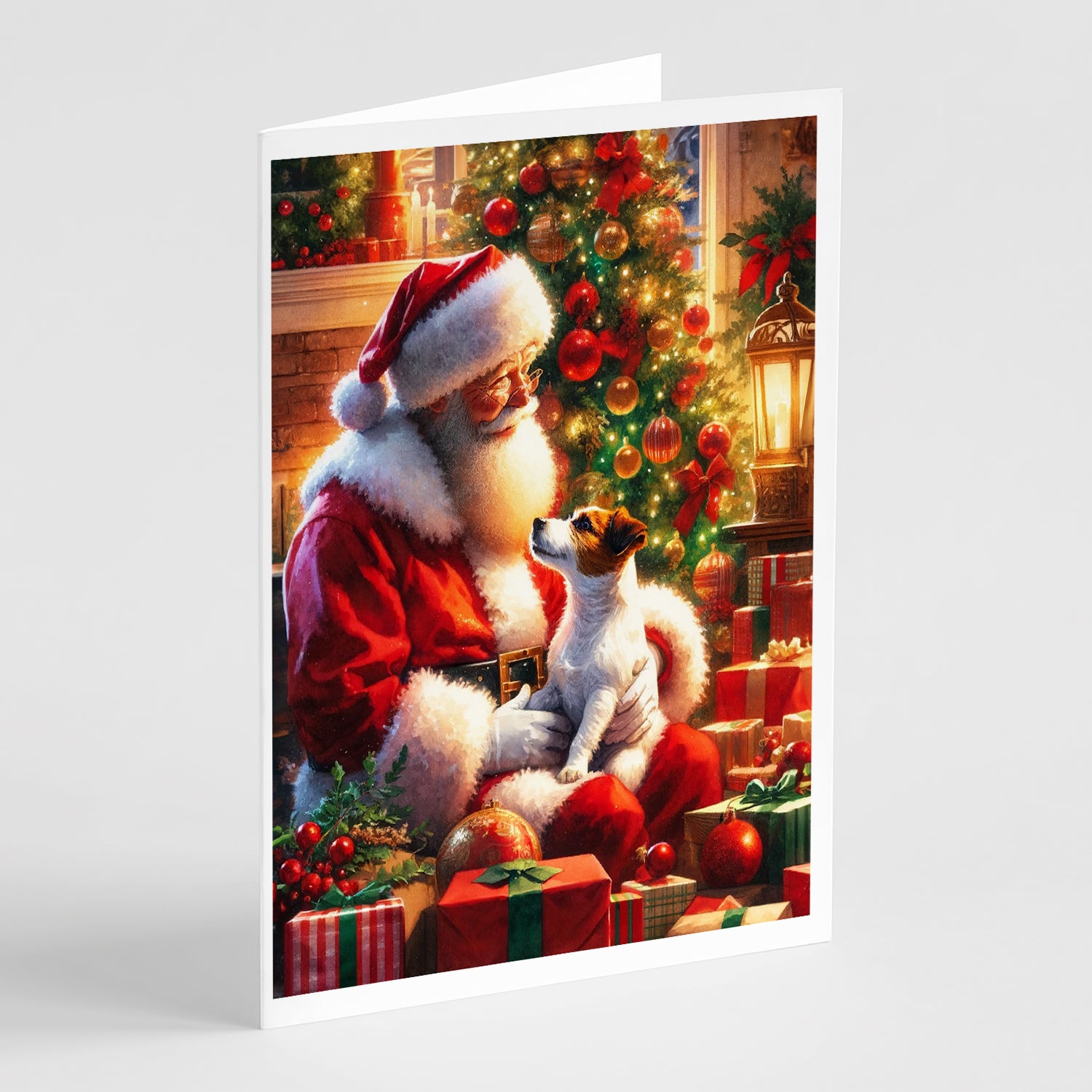 Buy this Jack Russell Terrier and Santa Claus Greeting Cards Pack of 8