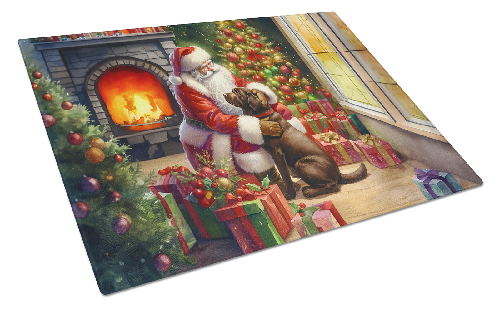 Buy this Labrador Retriever and Santa Claus Glass Cutting Board