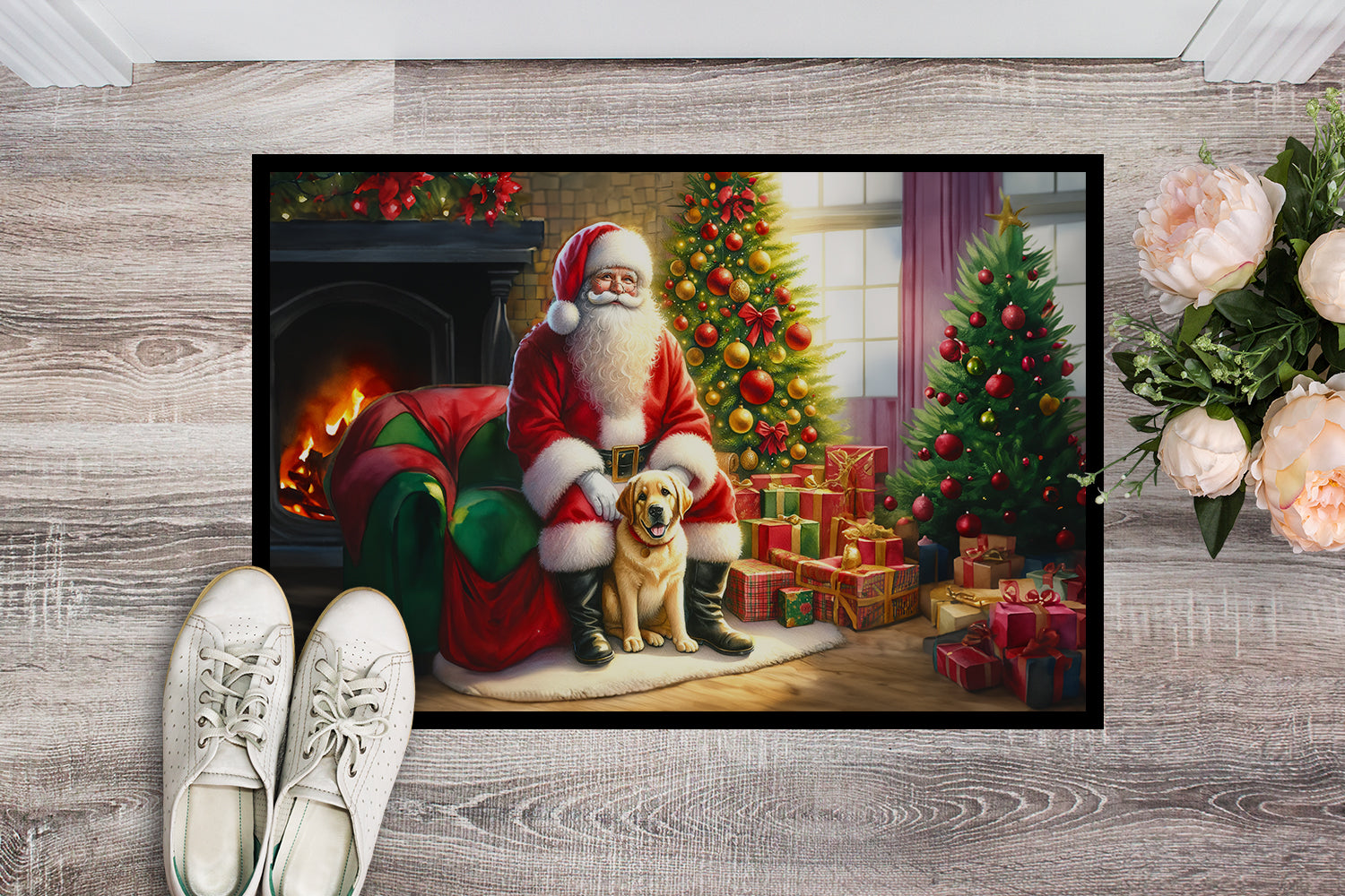 Labrador Retriever and Santa Claus Doormat