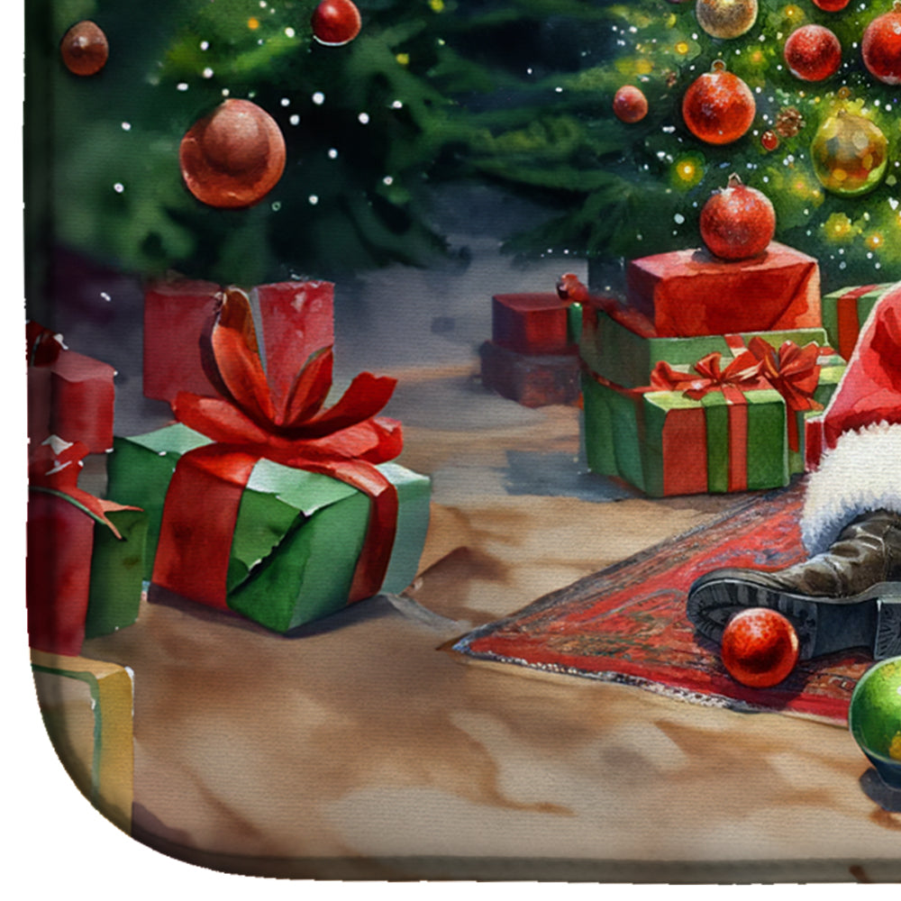 Lakeland Terrier and Santa Claus Dish Drying Mat