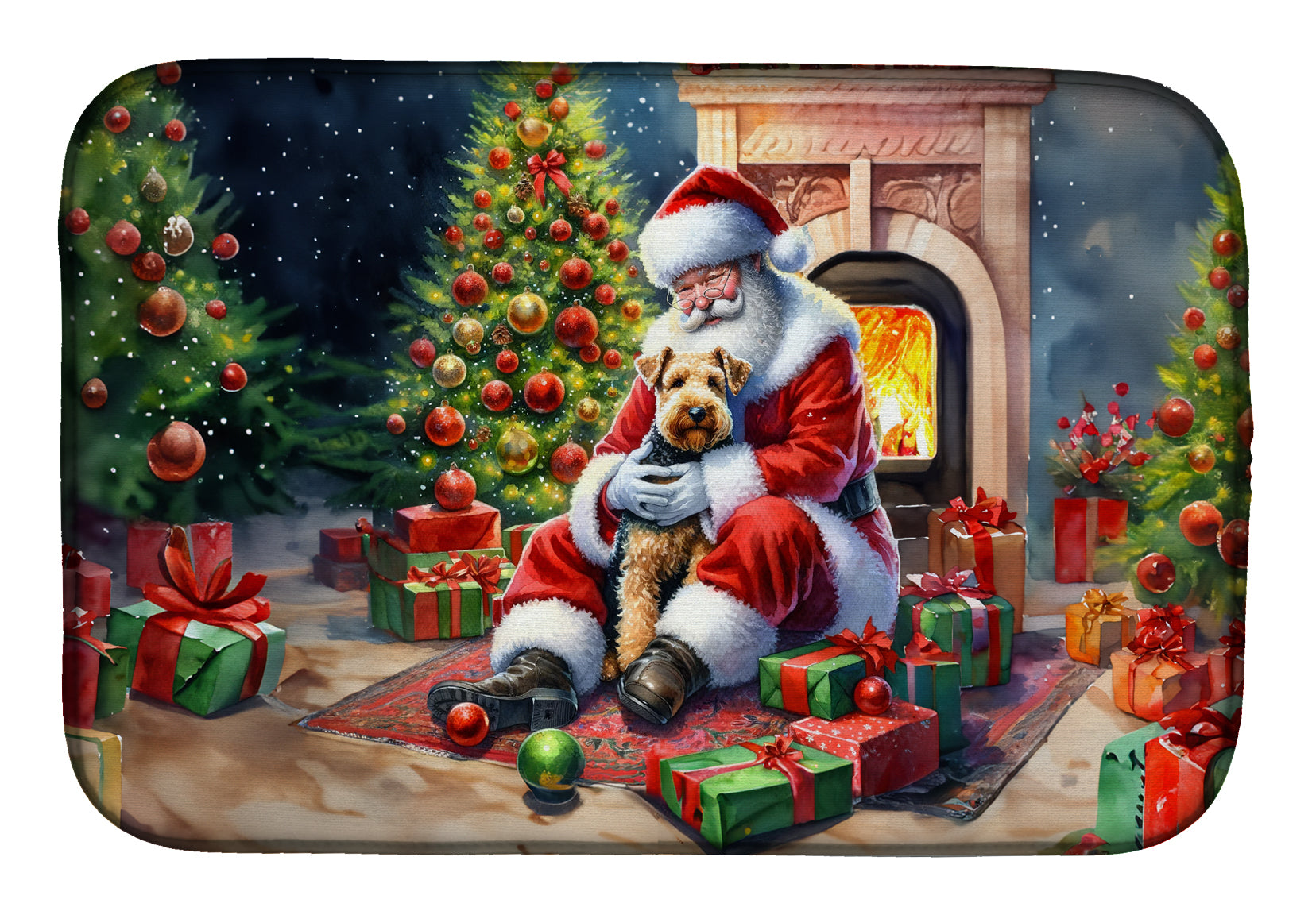 Buy this Lakeland Terrier and Santa Claus Dish Drying Mat