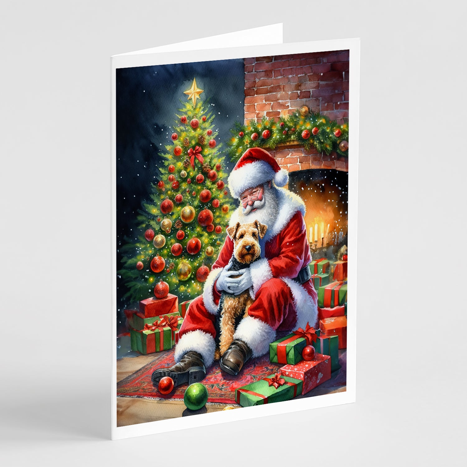 Buy this Lakeland Terrier and Santa Claus Greeting Cards Pack of 8