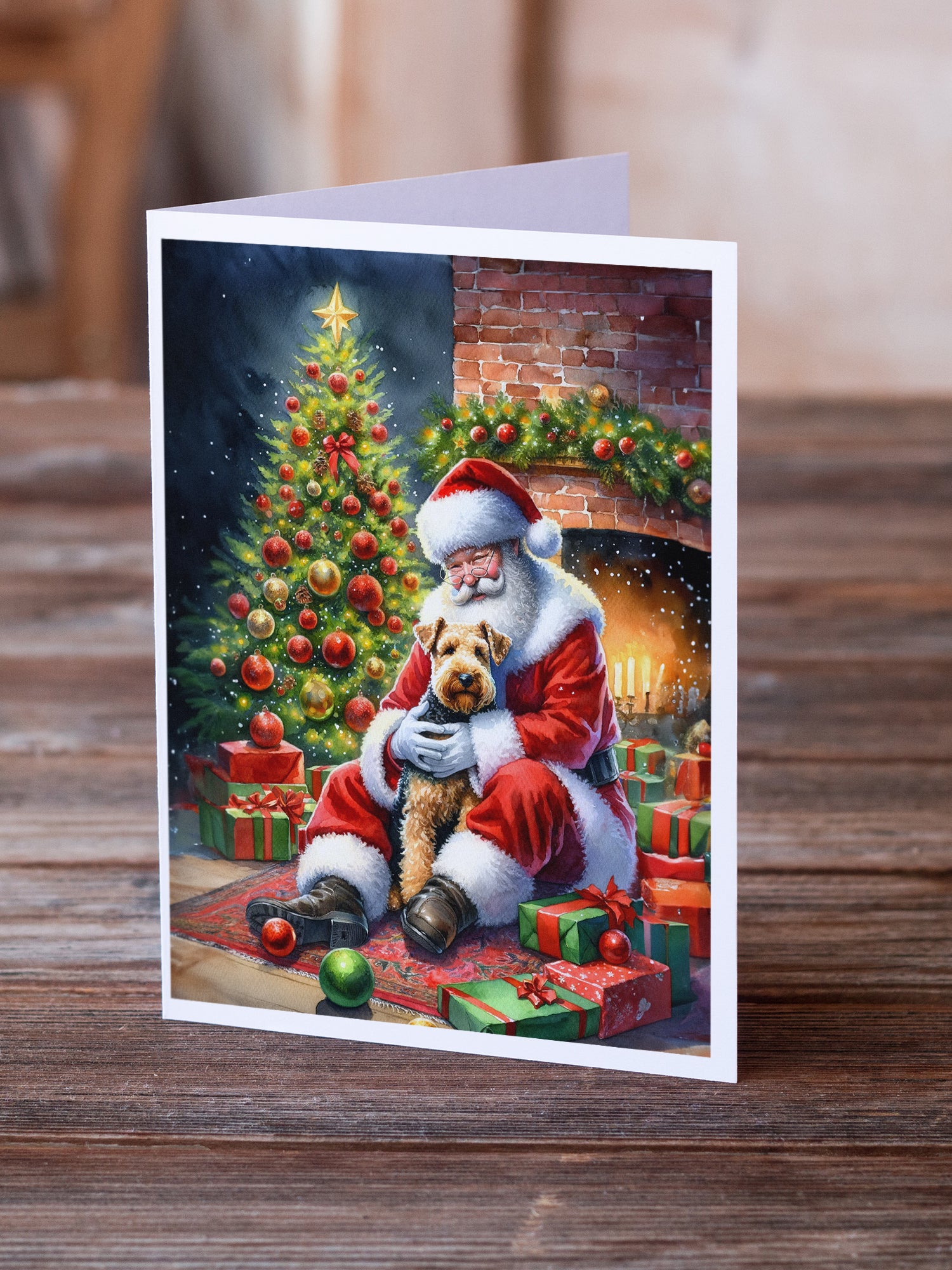 Lakeland Terrier and Santa Claus Greeting Cards Pack of 8