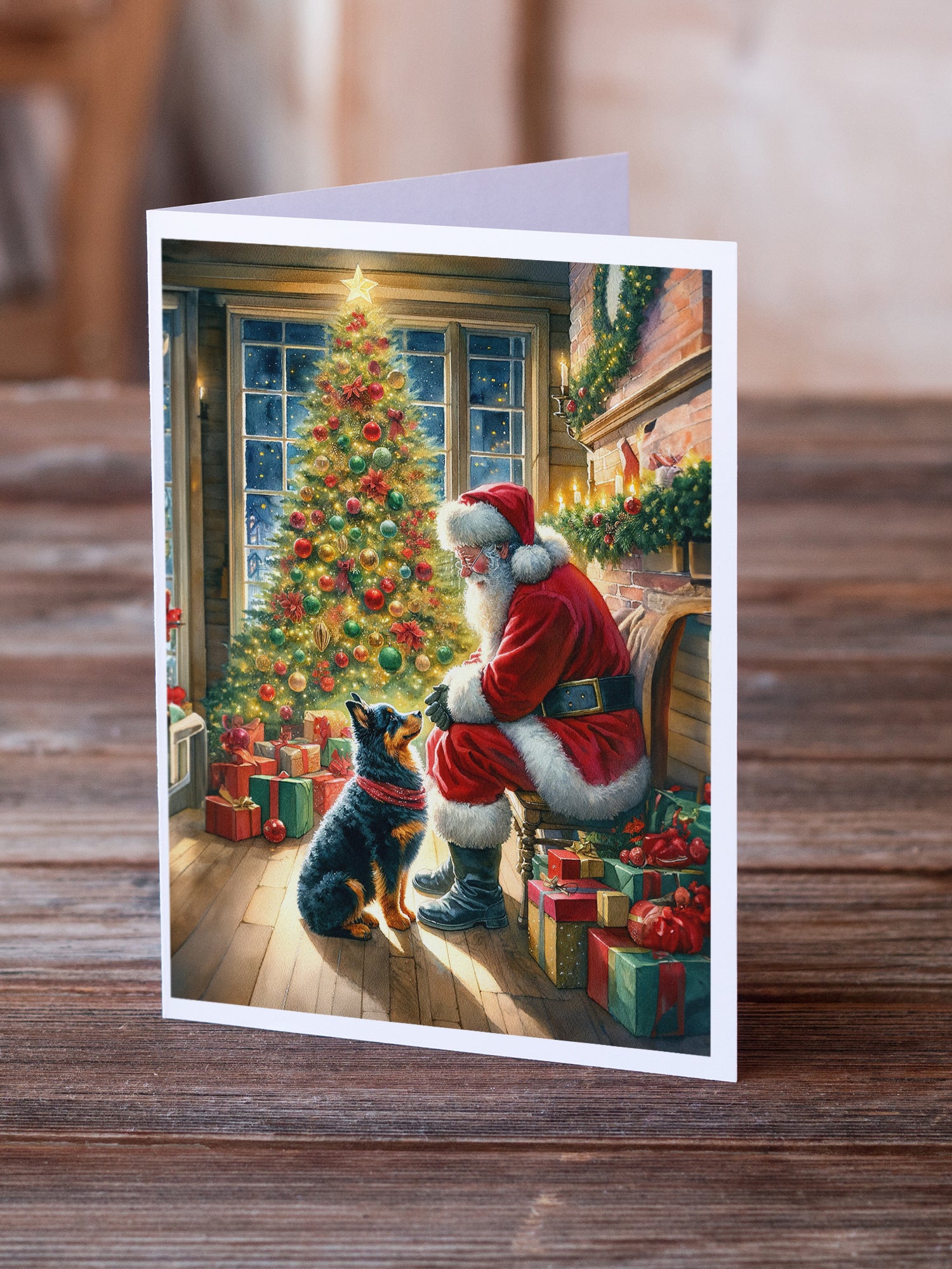Lancashire Heeler and Santa Claus Greeting Cards Pack of 8