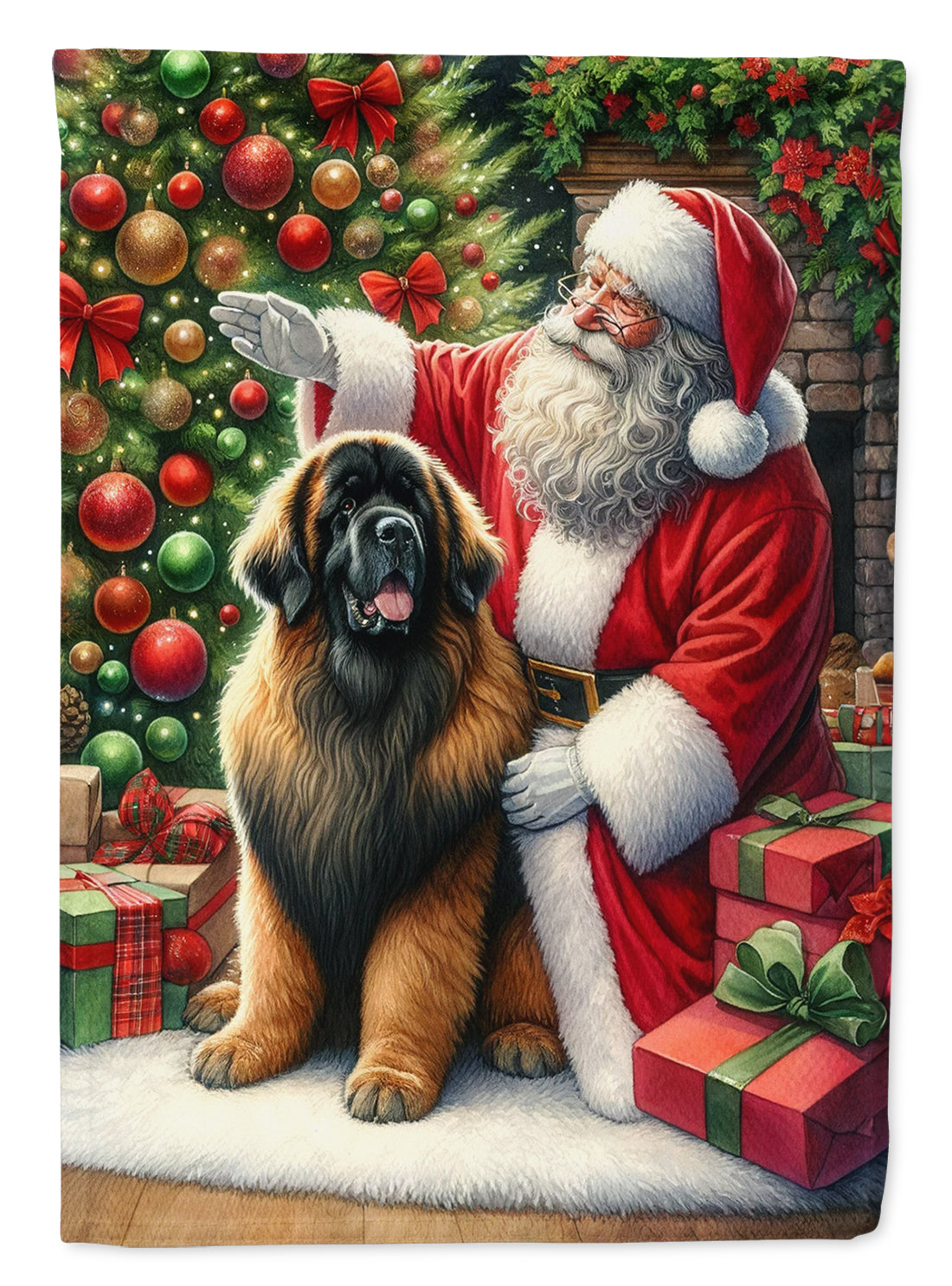 Buy this Leonberger and Santa Claus House Flag