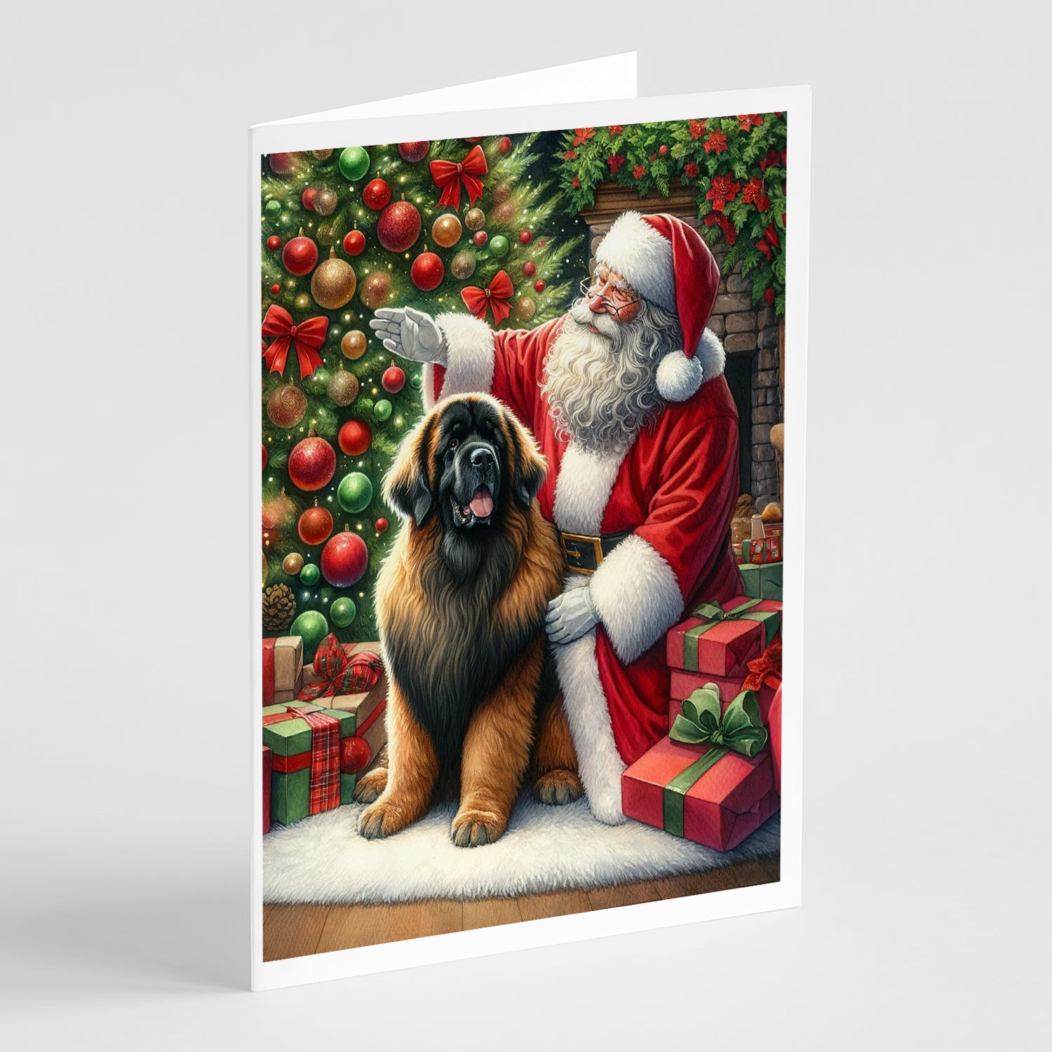 Buy this Leonberger and Santa Claus Greeting Cards Pack of 8