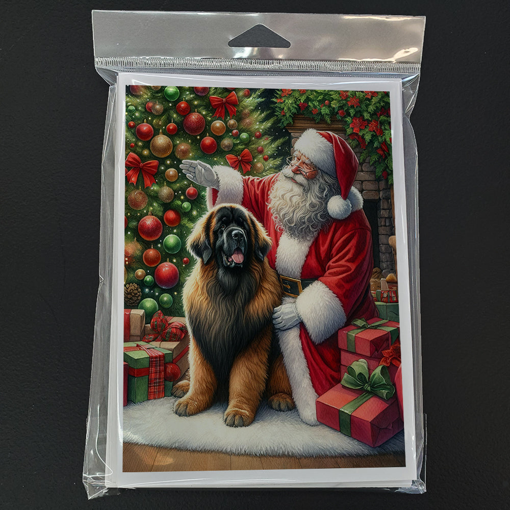 Leonberger and Santa Claus Greeting Cards Pack of 8