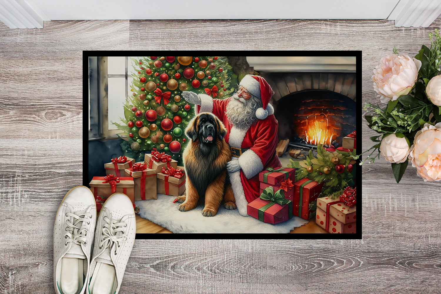 Leonberger and Santa Claus Doormat