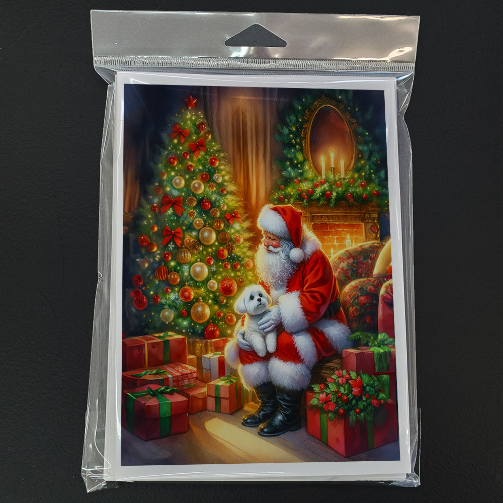 Maltese and Santa Claus Greeting Cards Pack of 8