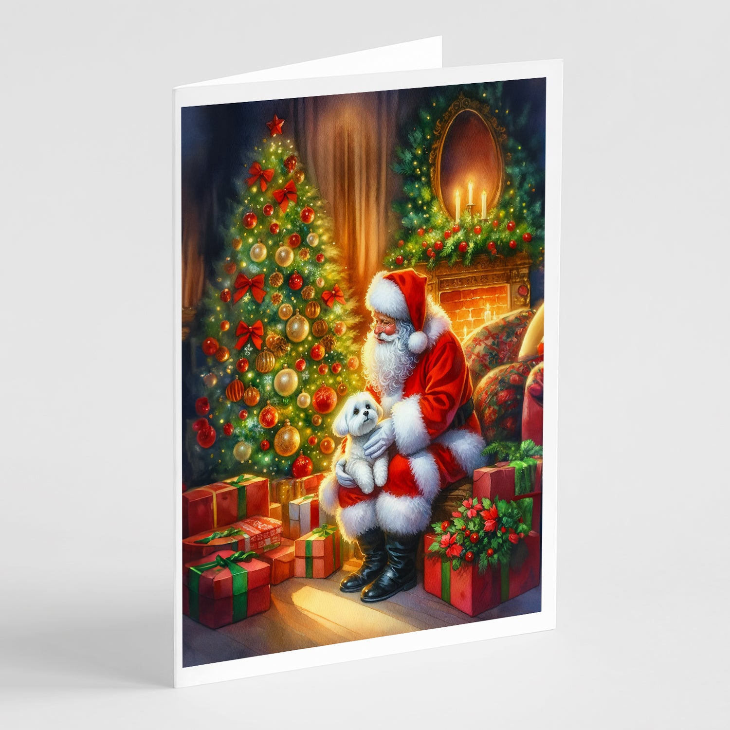 Buy this Maltese and Santa Claus Greeting Cards Pack of 8