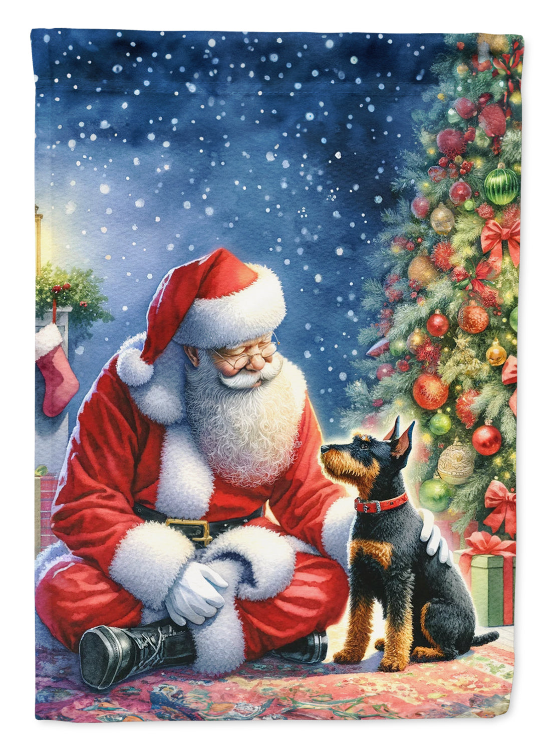 Buy this Manchester Terrier and Santa Claus House Flag