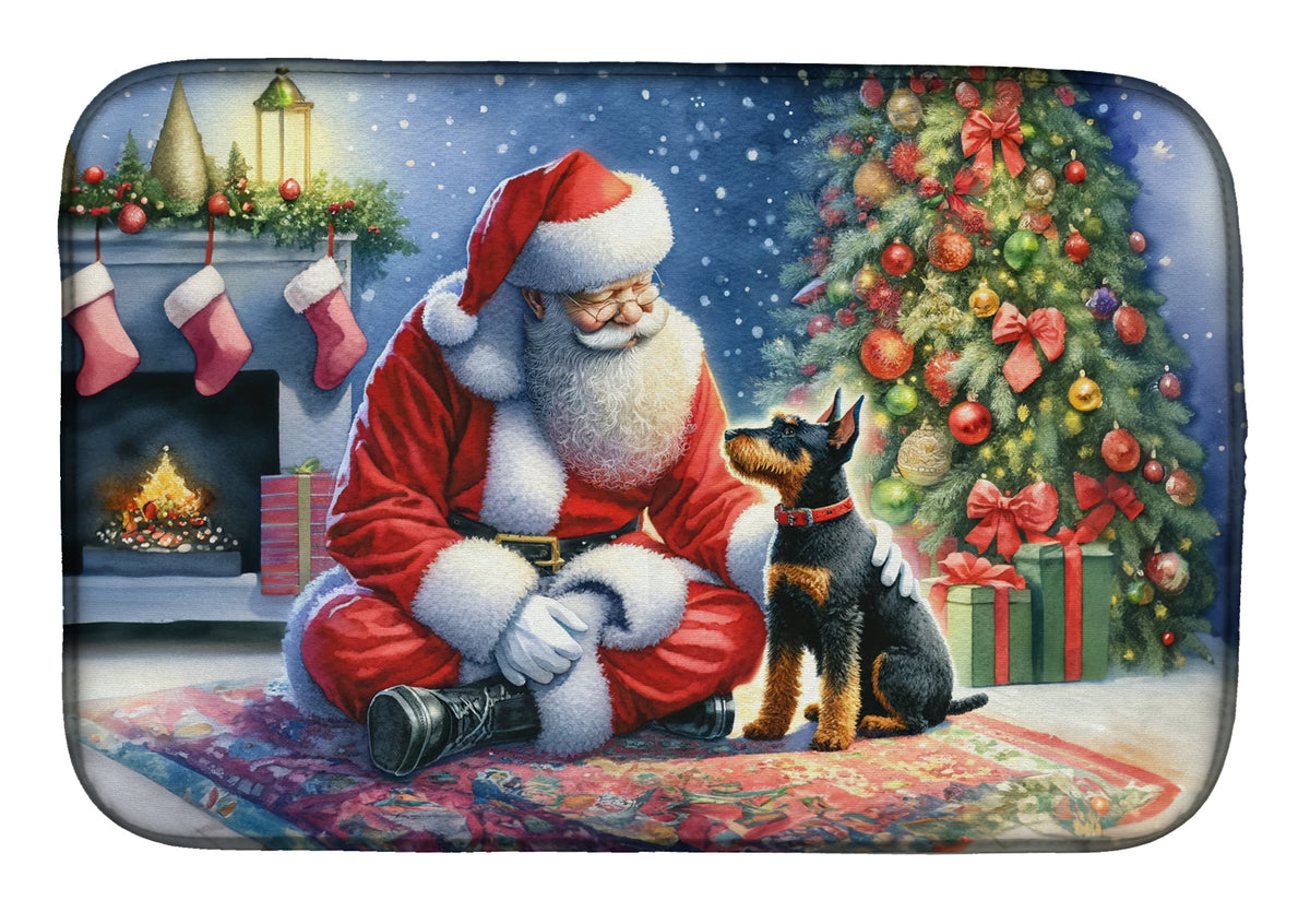 Buy this Manchester Terrier and Santa Claus Dish Drying Mat