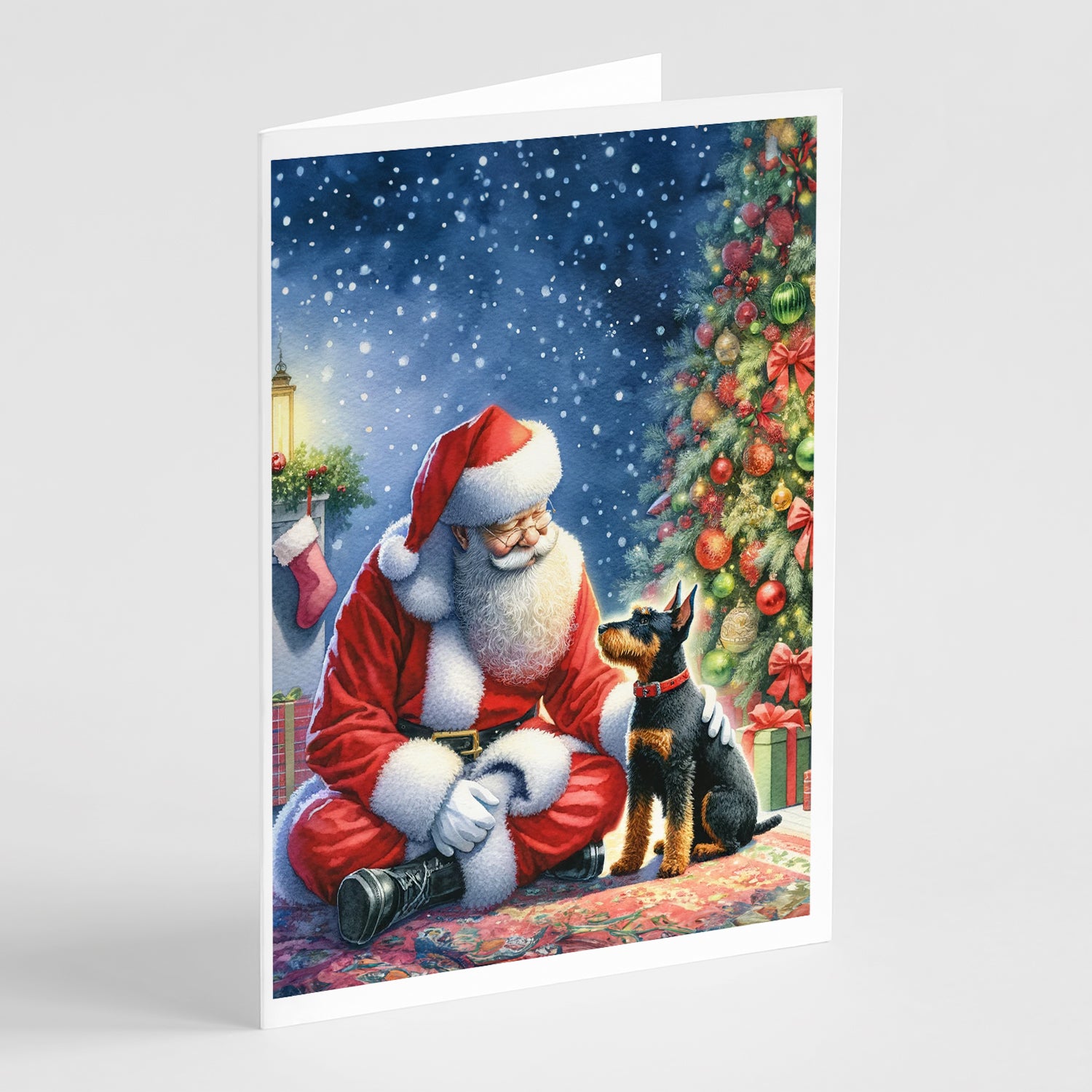 Buy this Manchester Terrier and Santa Claus Greeting Cards Pack of 8