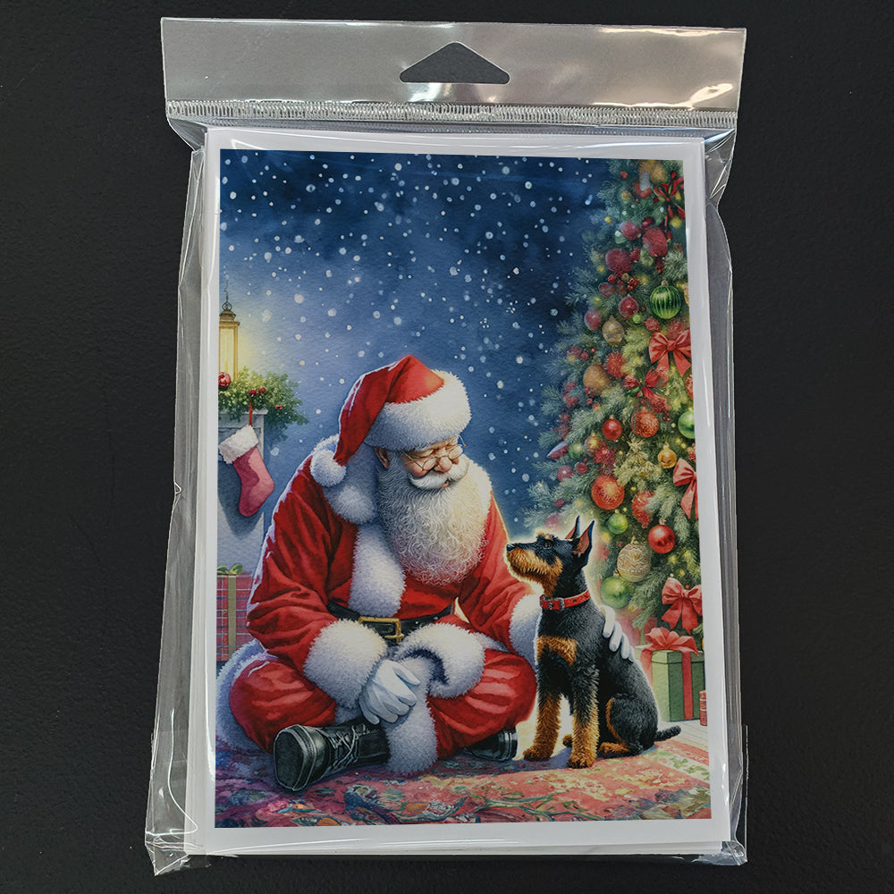 Manchester Terrier and Santa Claus Greeting Cards Pack of 8