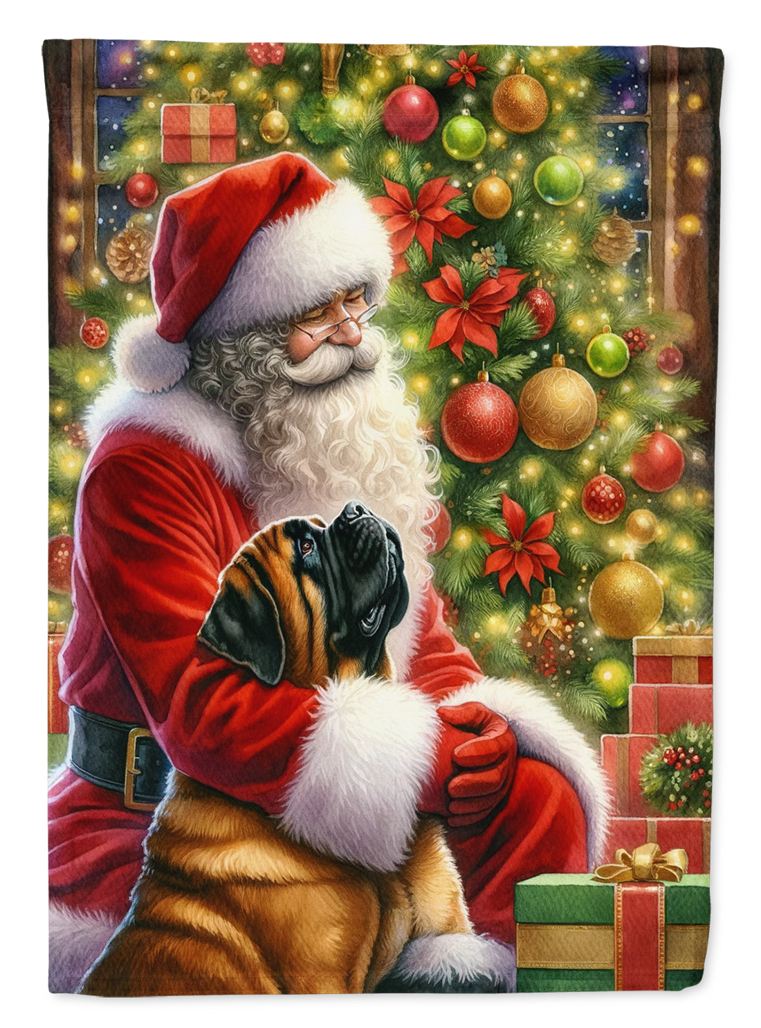 Buy this Mastiff and Santa Claus House Flag