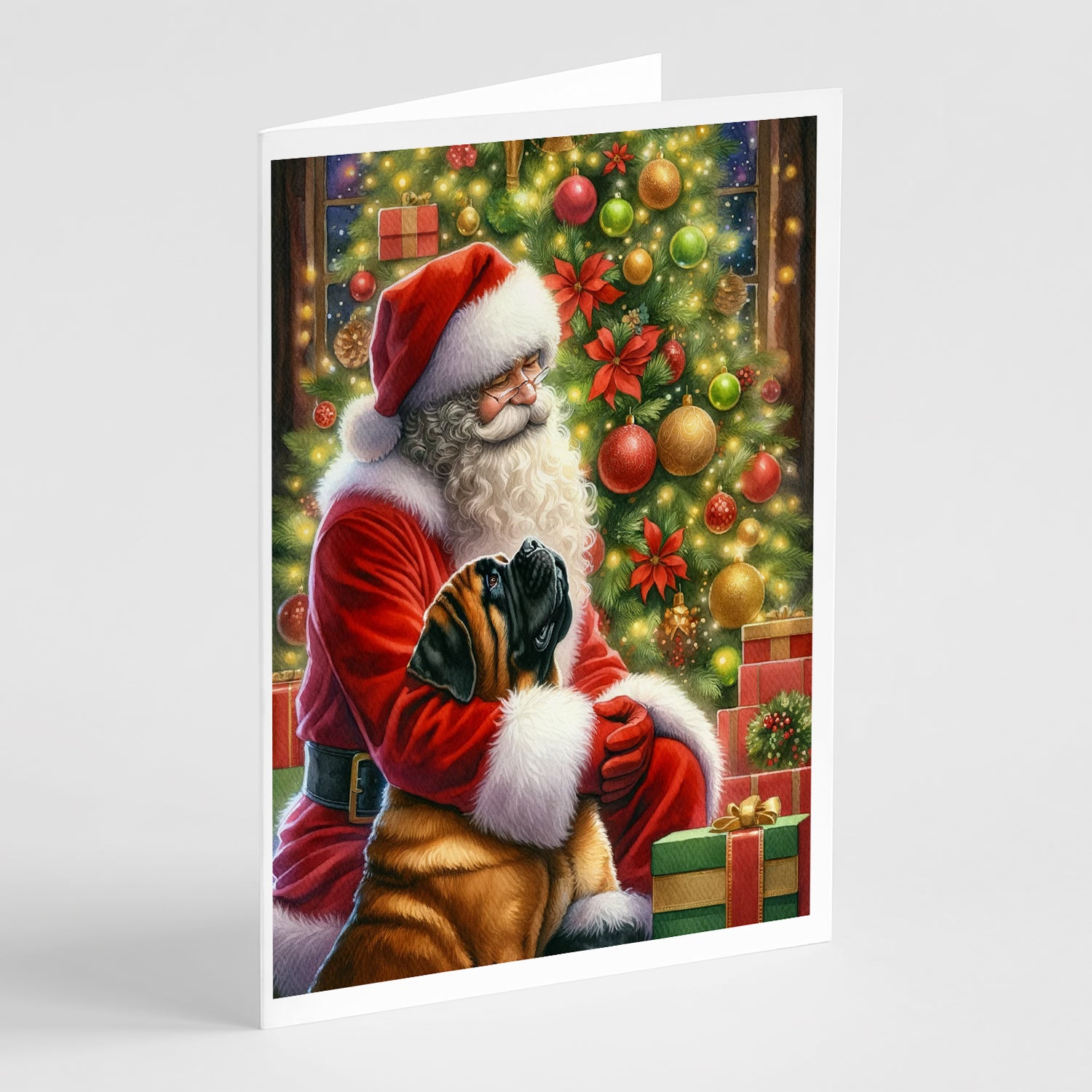 Buy this Mastiff and Santa Claus Greeting Cards Pack of 8
