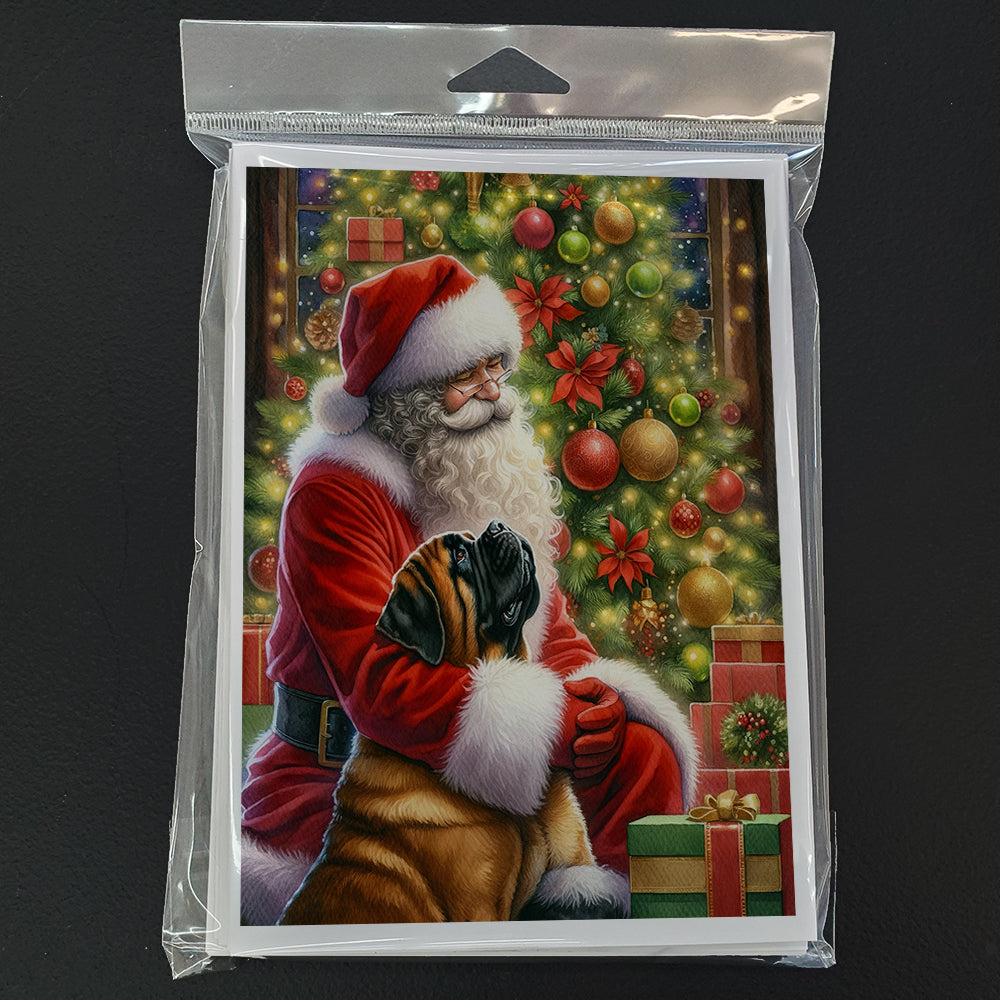 Mastiff and Santa Claus Greeting Cards Pack of 8