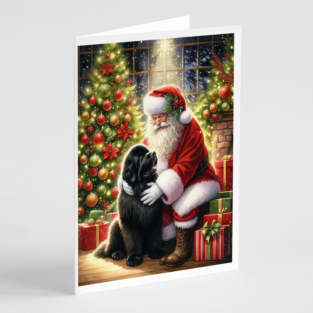 Buy this Newfoundland and Santa Claus Greeting Cards Pack of 8