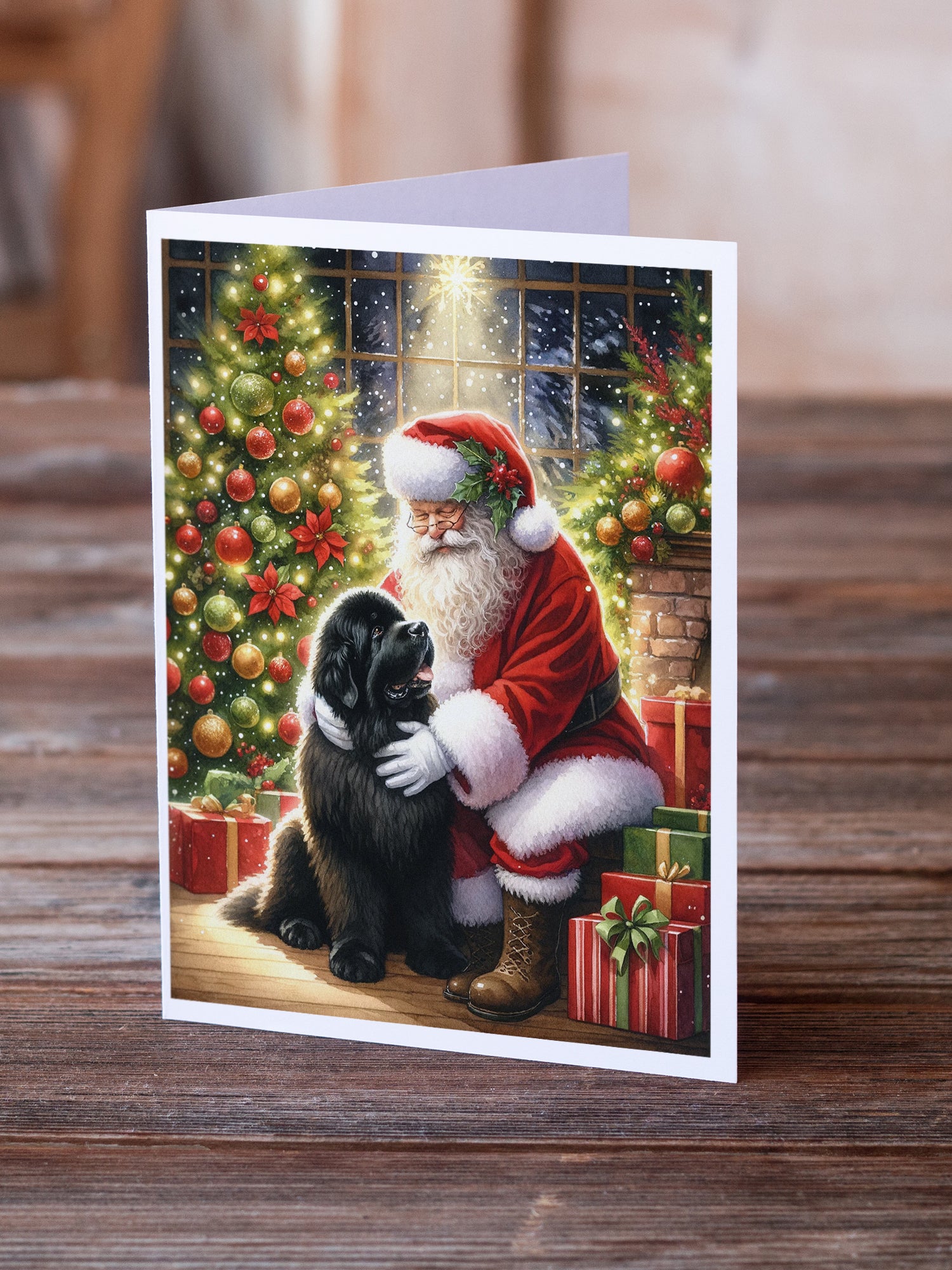 Buy this Newfoundland and Santa Claus Greeting Cards Pack of 8