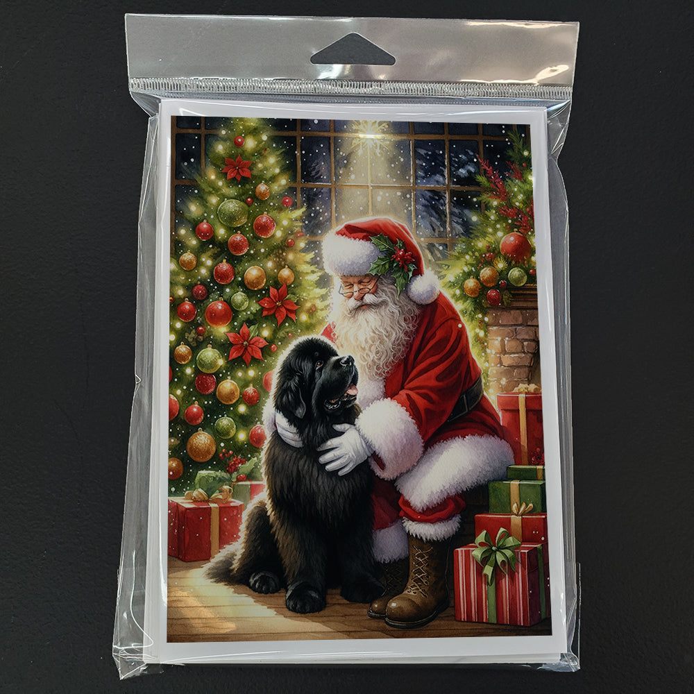 Newfoundland and Santa Claus Greeting Cards Pack of 8