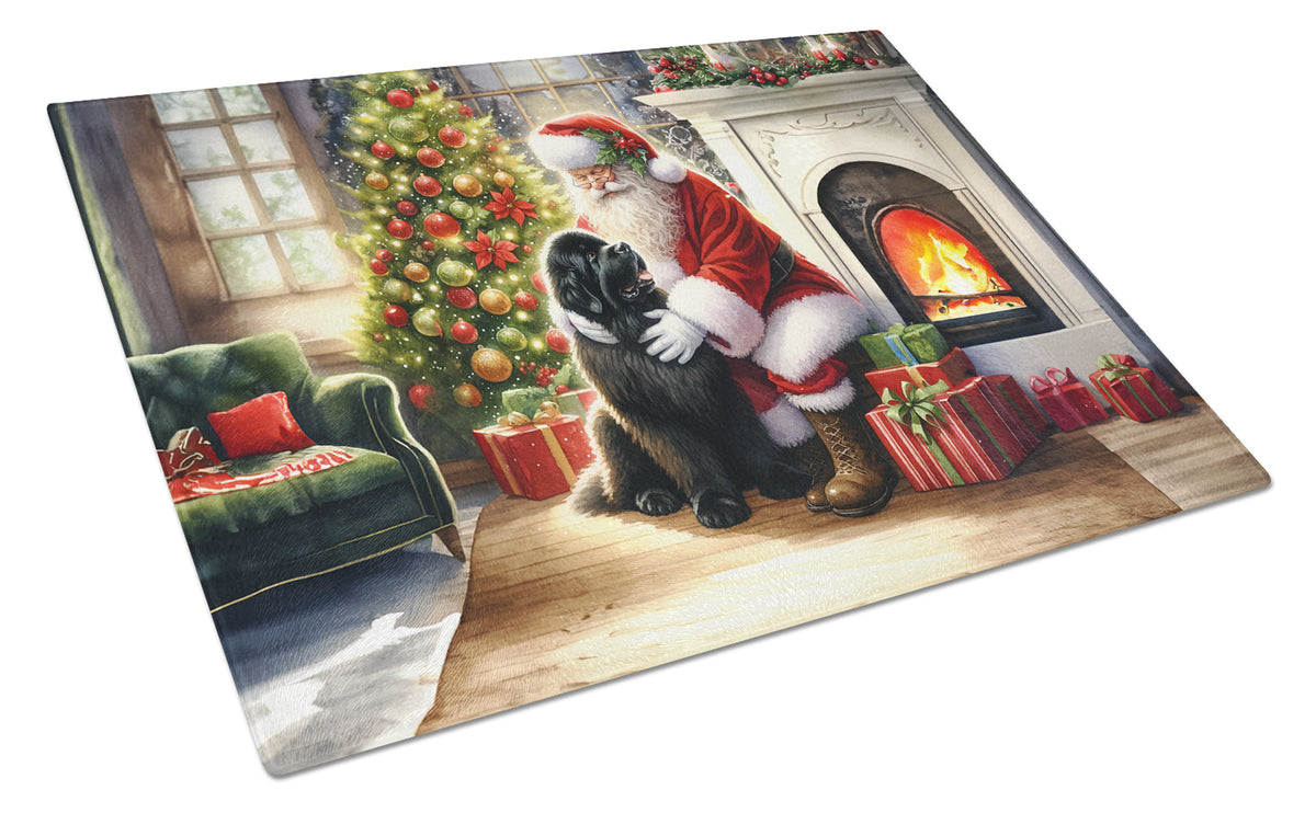 Buy this Newfoundland and Santa Claus Glass Cutting Board