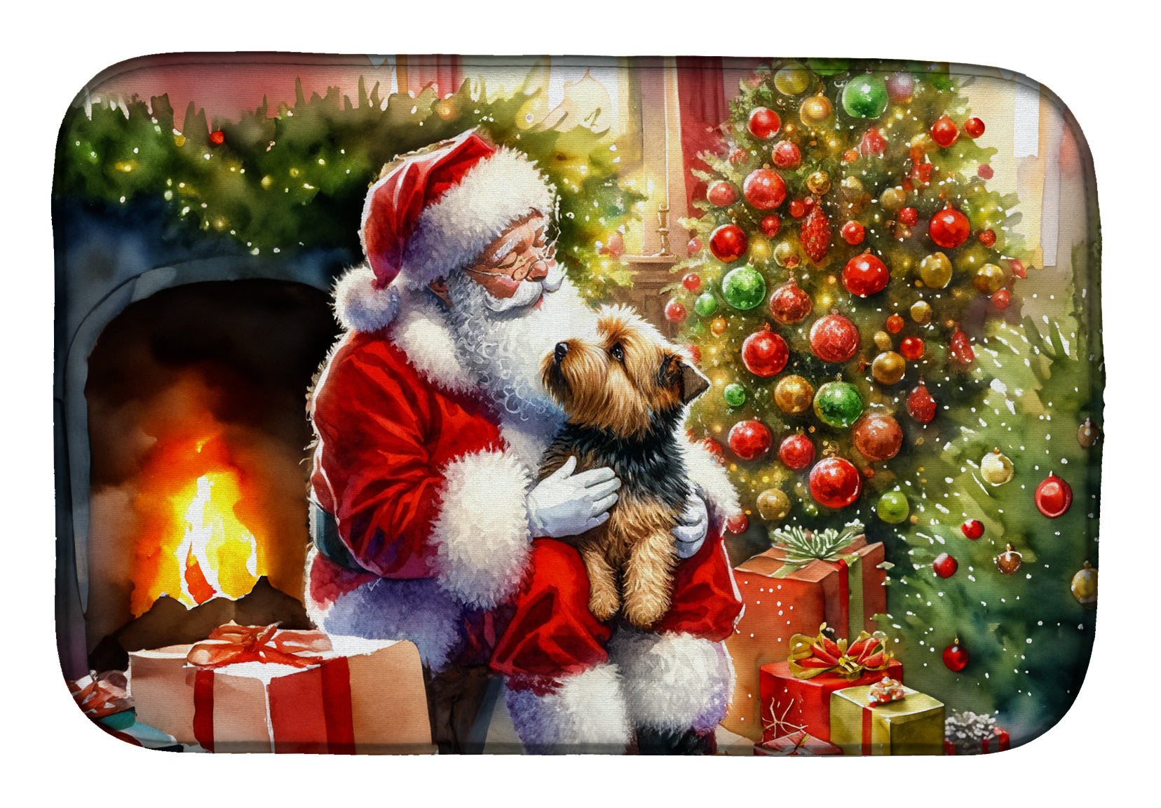 Buy this Norfolk Terrier and Santa Claus Dish Drying Mat