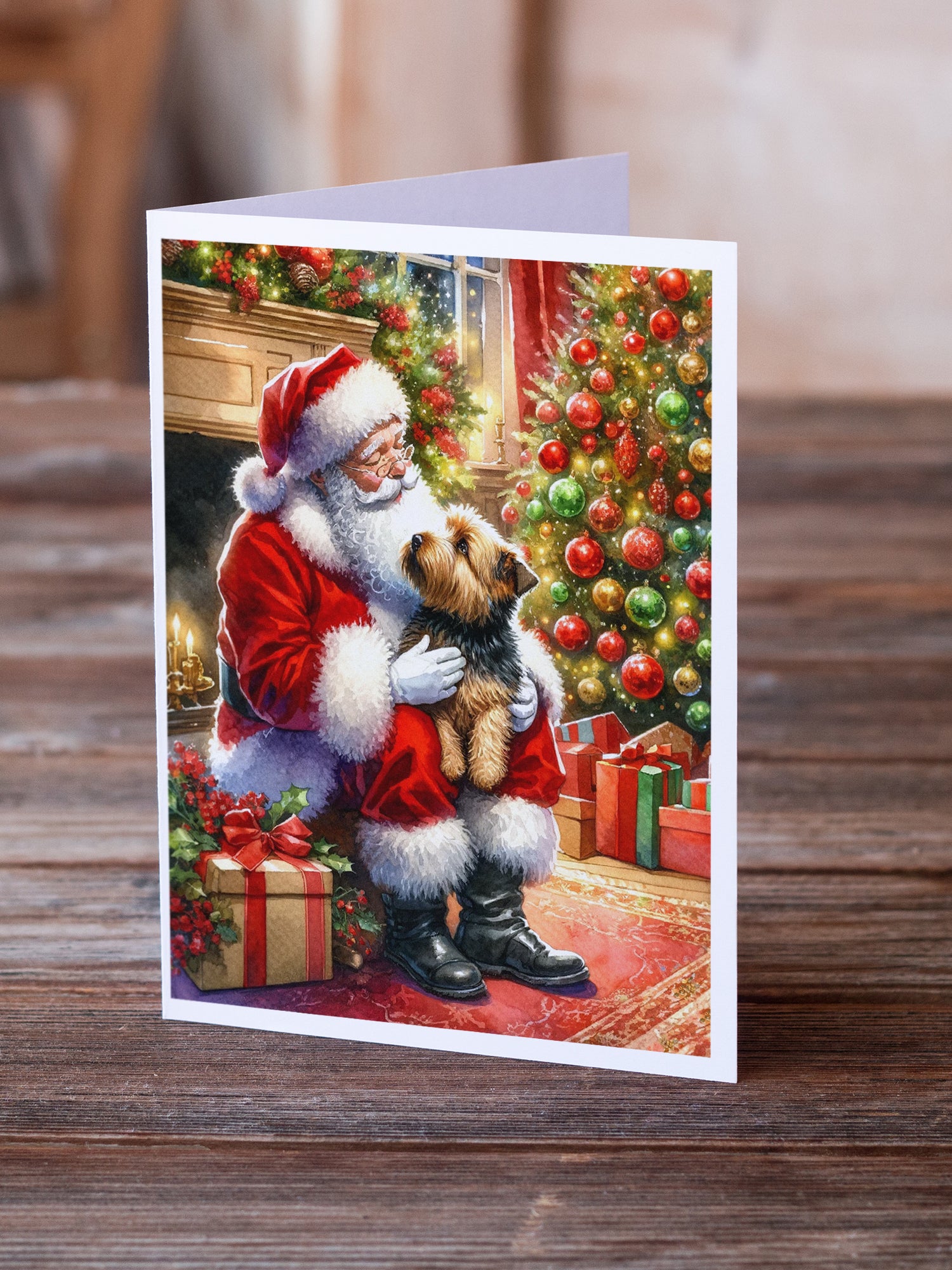 Buy this Norfolk Terrier and Santa Claus Greeting Cards Pack of 8