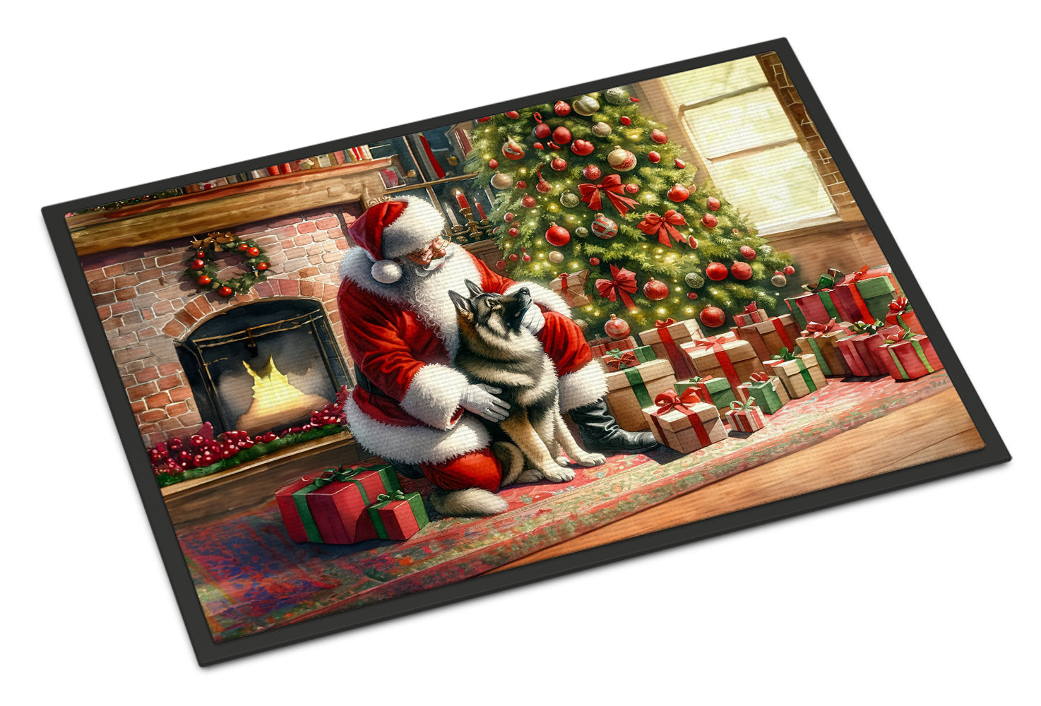 Buy this Norwegian Elkhound and Santa Claus Doormat