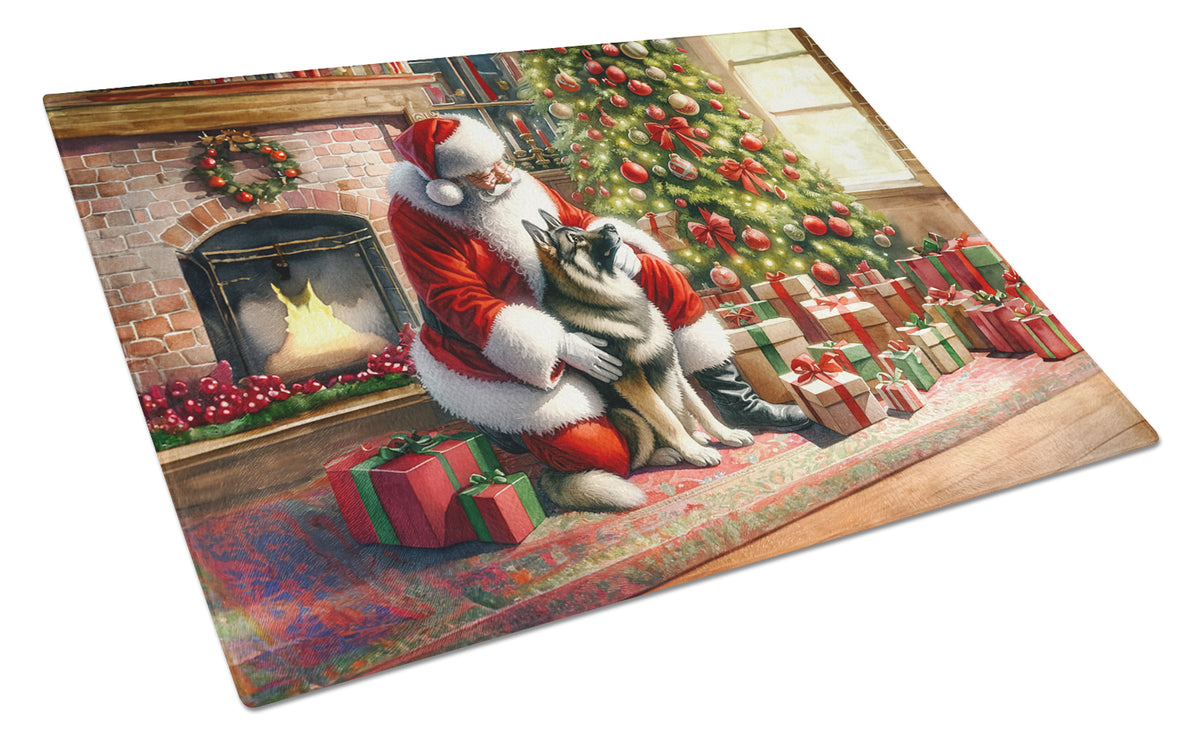 Buy this Norwegian Elkhound and Santa Claus Glass Cutting Board